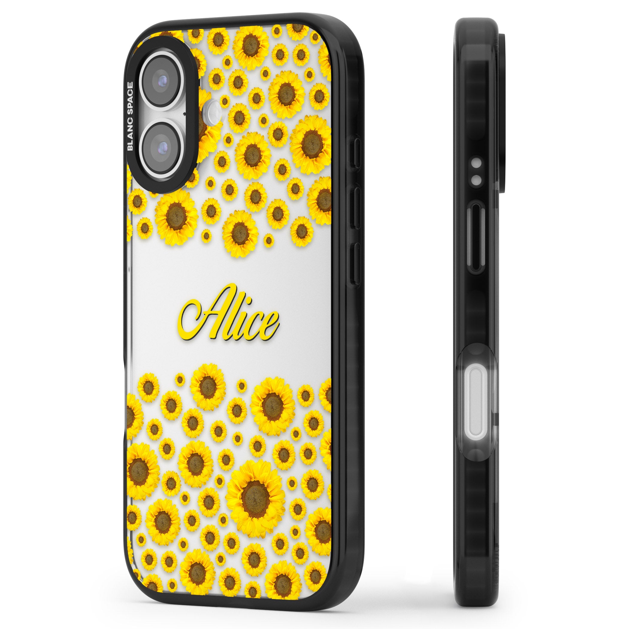 Personalised Sunflowers iPhone 17 Impact Black Phone Case Side Profile