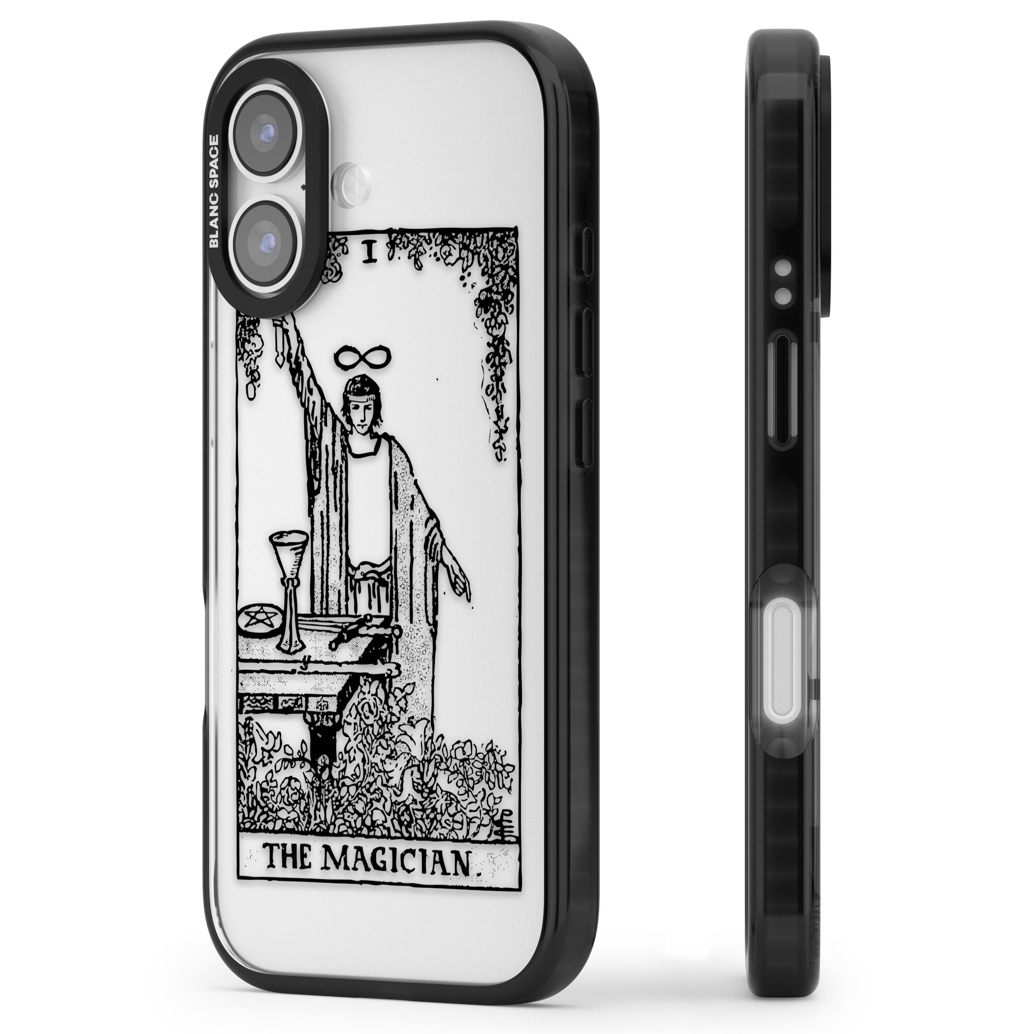 Personalised The Magician Tarot Transparent iPhone 17 Impact Black Phone Case Side Profile