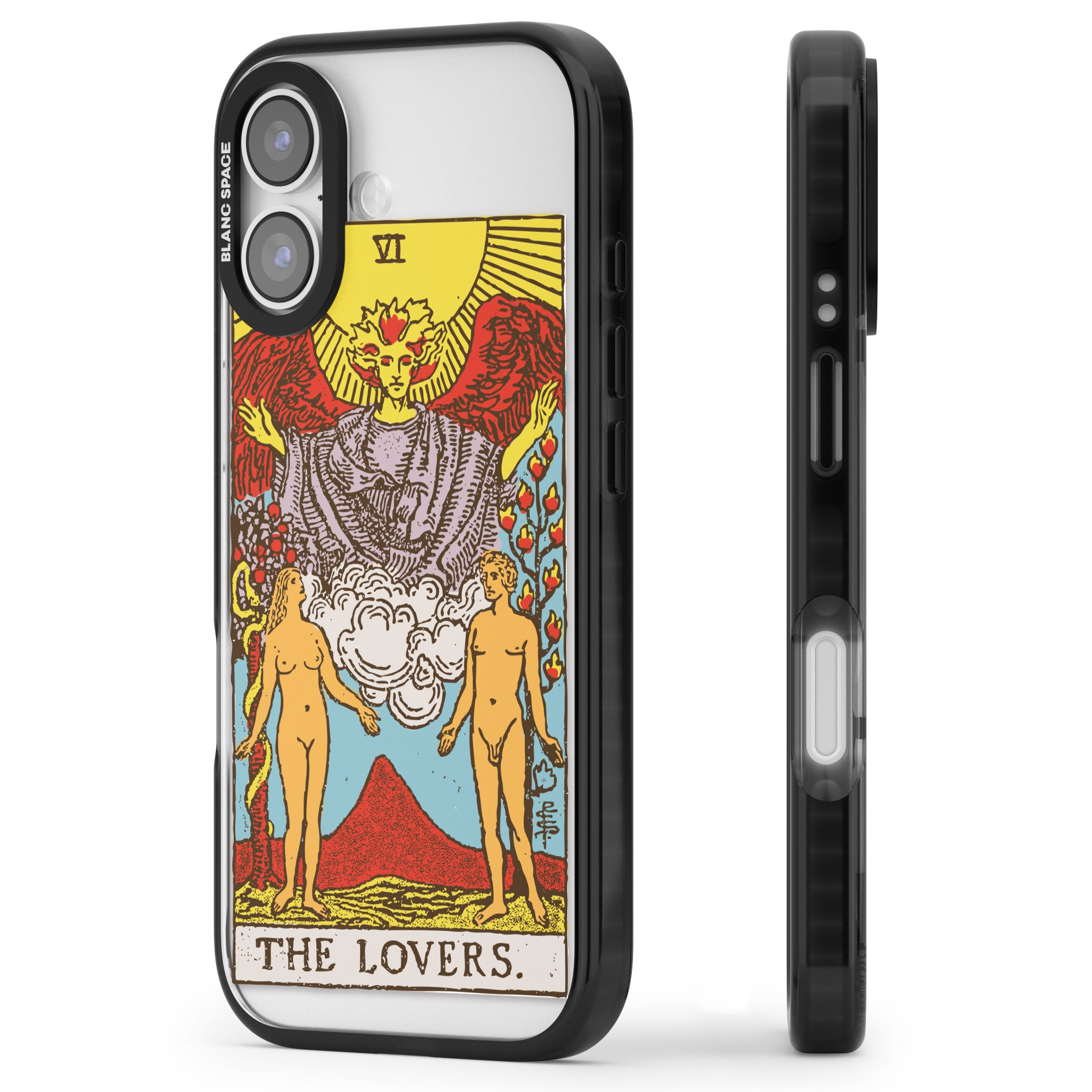 Personalised The Lovers Tarot Card (Color) iPhone 17 Impact Black Phone Case Side Profile