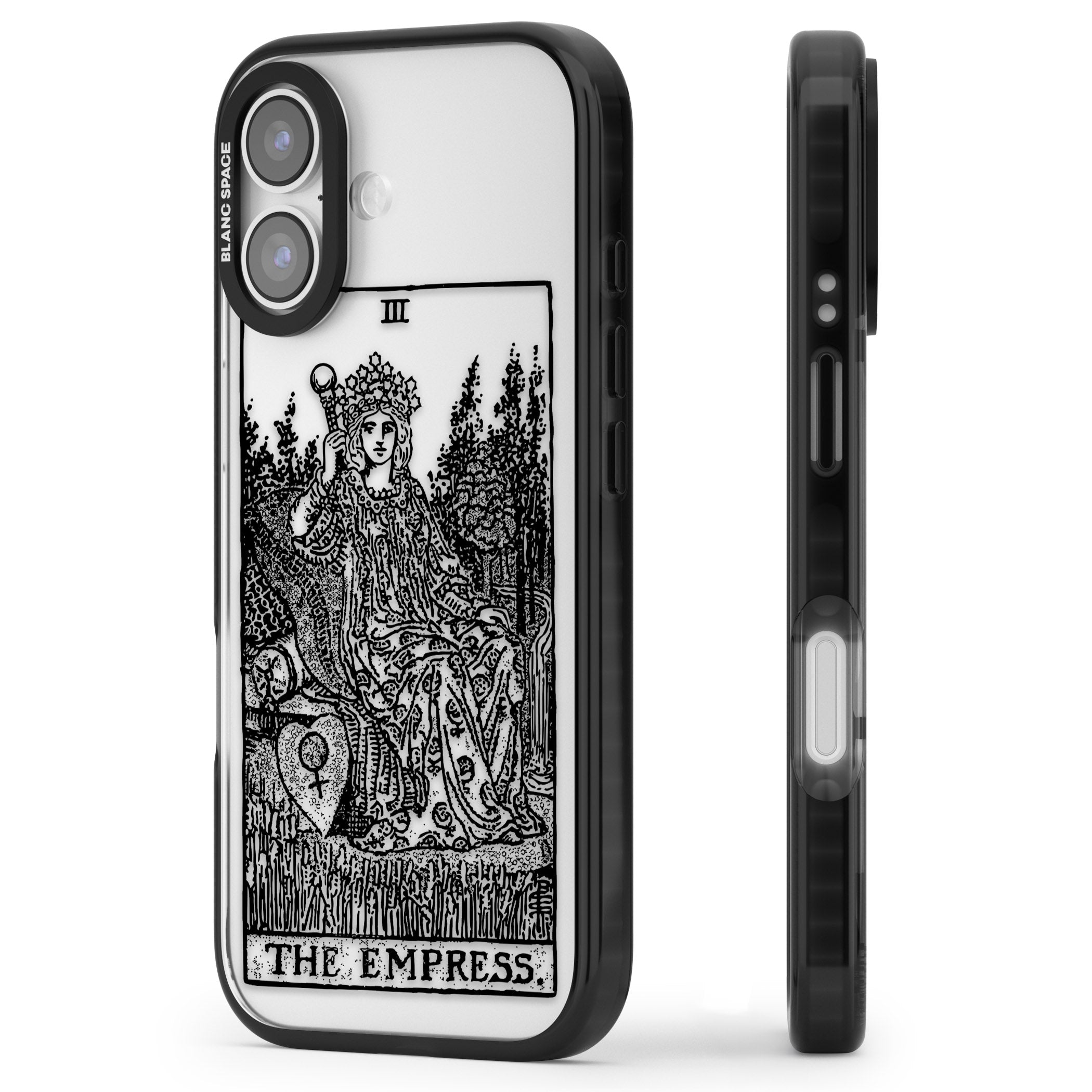 Personalised The Empress Tarot Card (Clear) iPhone 17 Impact Black Phone Case Side Profile