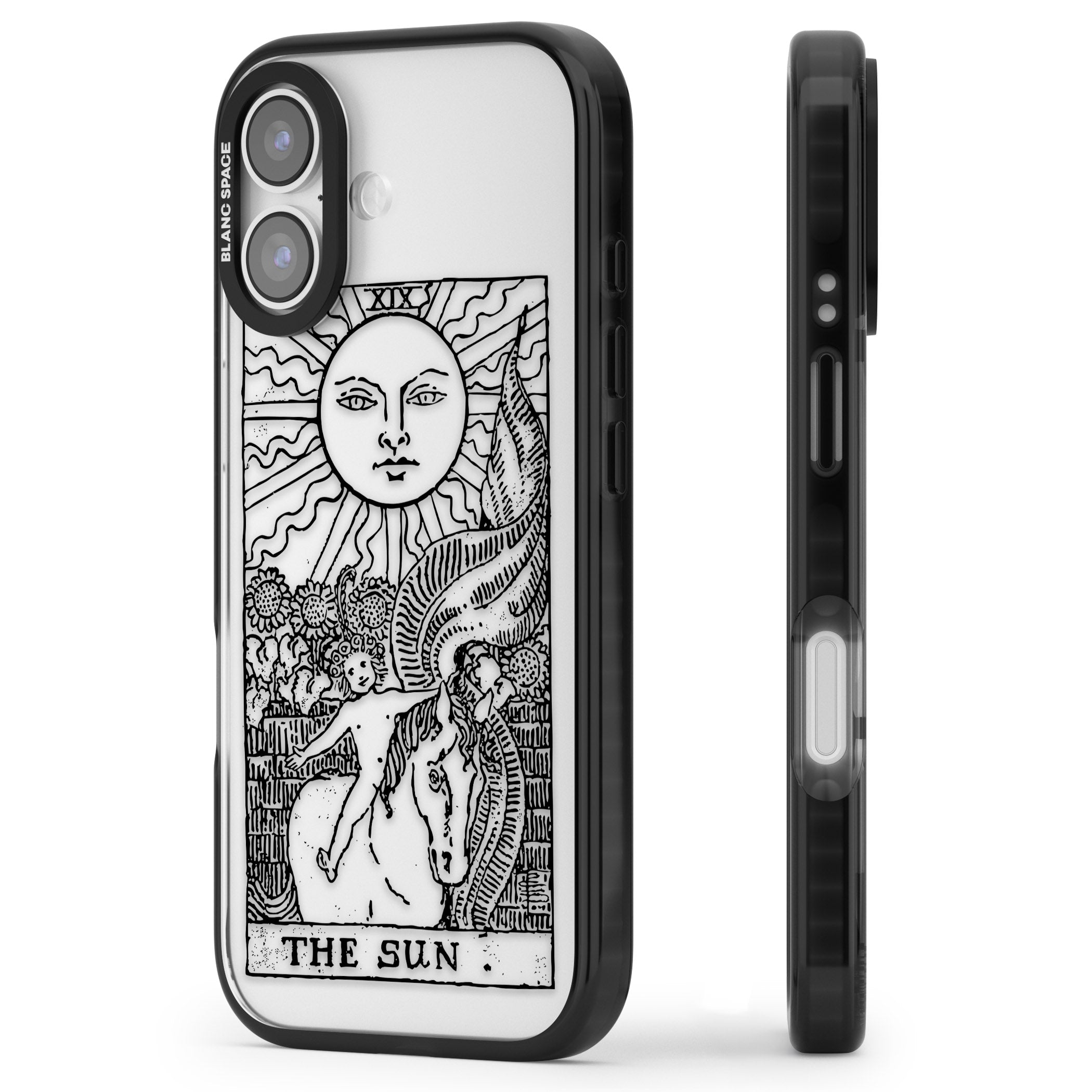 Personalised The Sun Tarot Card (Clear) iPhone 17 Impact Black Phone Case Side Profile