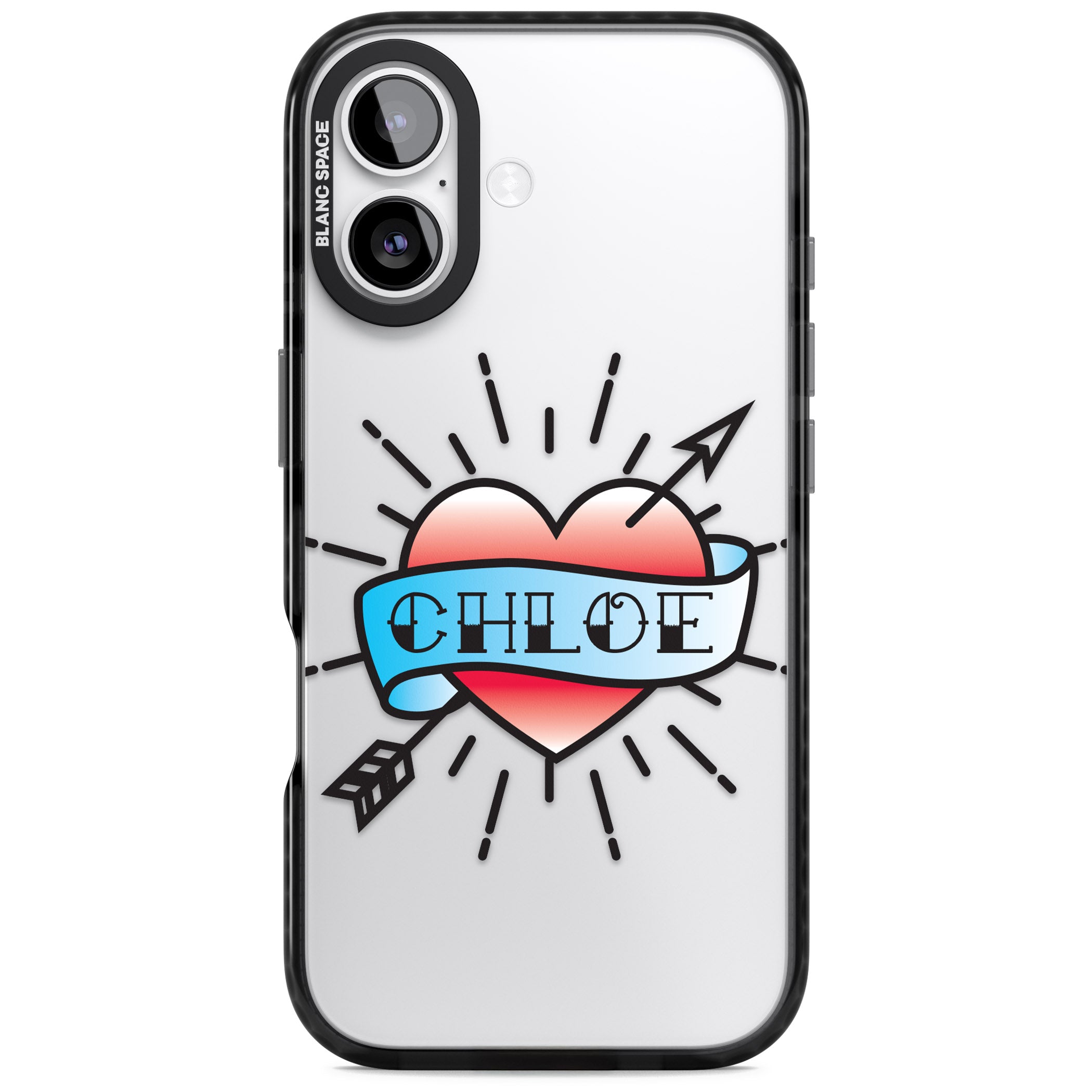 Personalised Heart Tattoo iPhone 17 Impact Black Phone Case