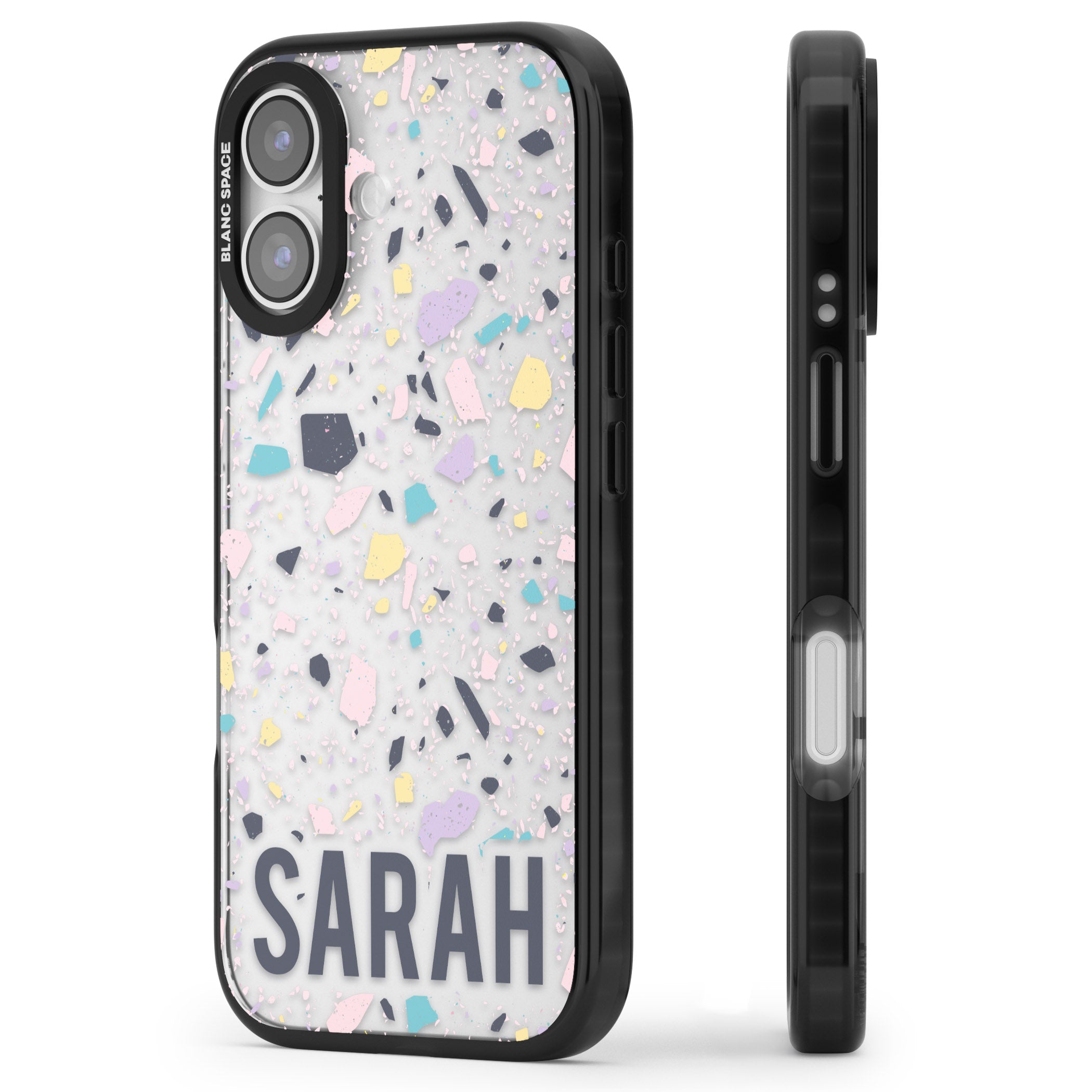 Personalised Pastel Terrazzo iPhone 17 Impact Black Phone Case Side Profile