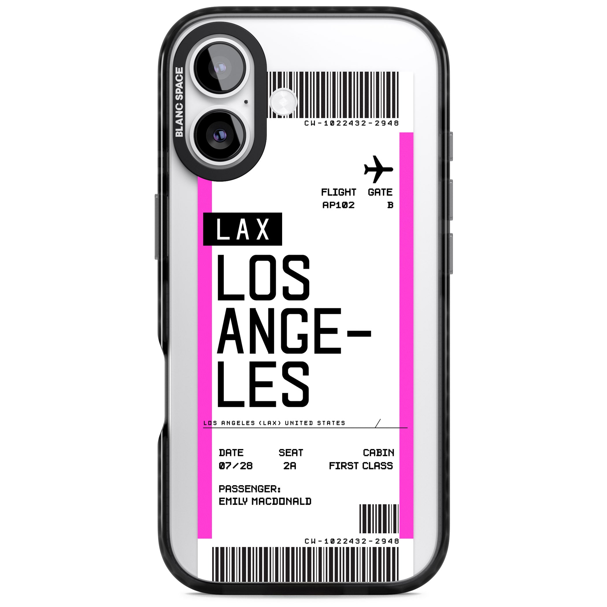 Personalised Los Angeles Boarding Pass iPhone 17 Impact Black Phone Case