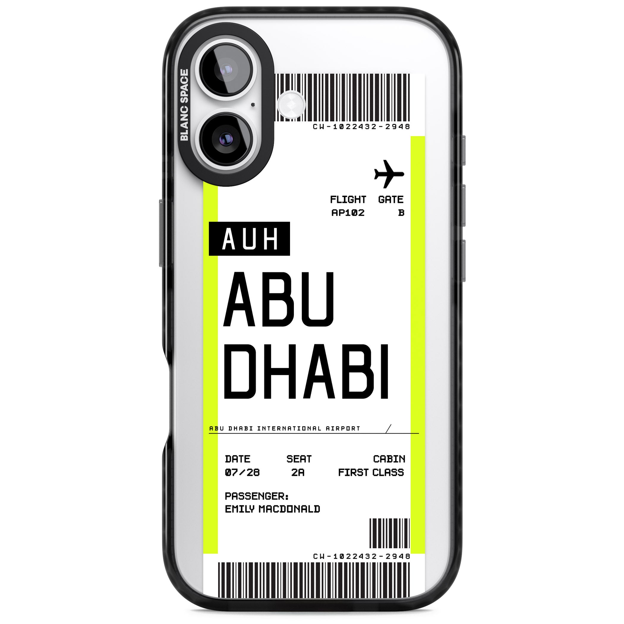 Personalised Abu Dhabi Boarding Pass iPhone 17 Impact Black Phone Case