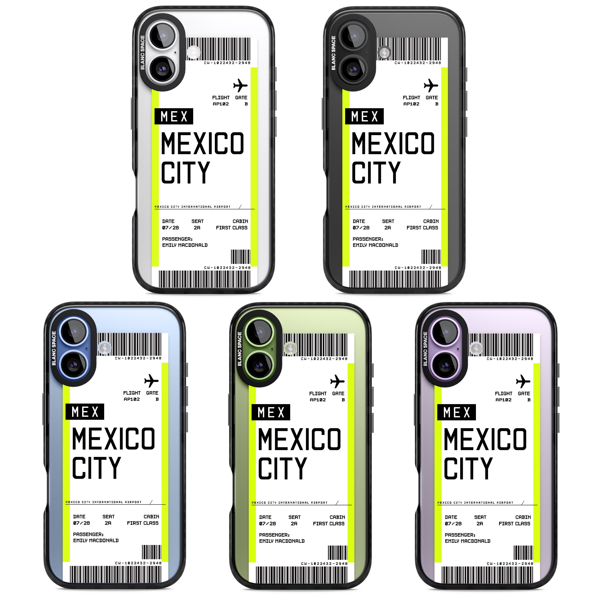 Personalised Mexico City Boarding Pass iPhone 17 Impact Black Phone Case APT Impact Protection