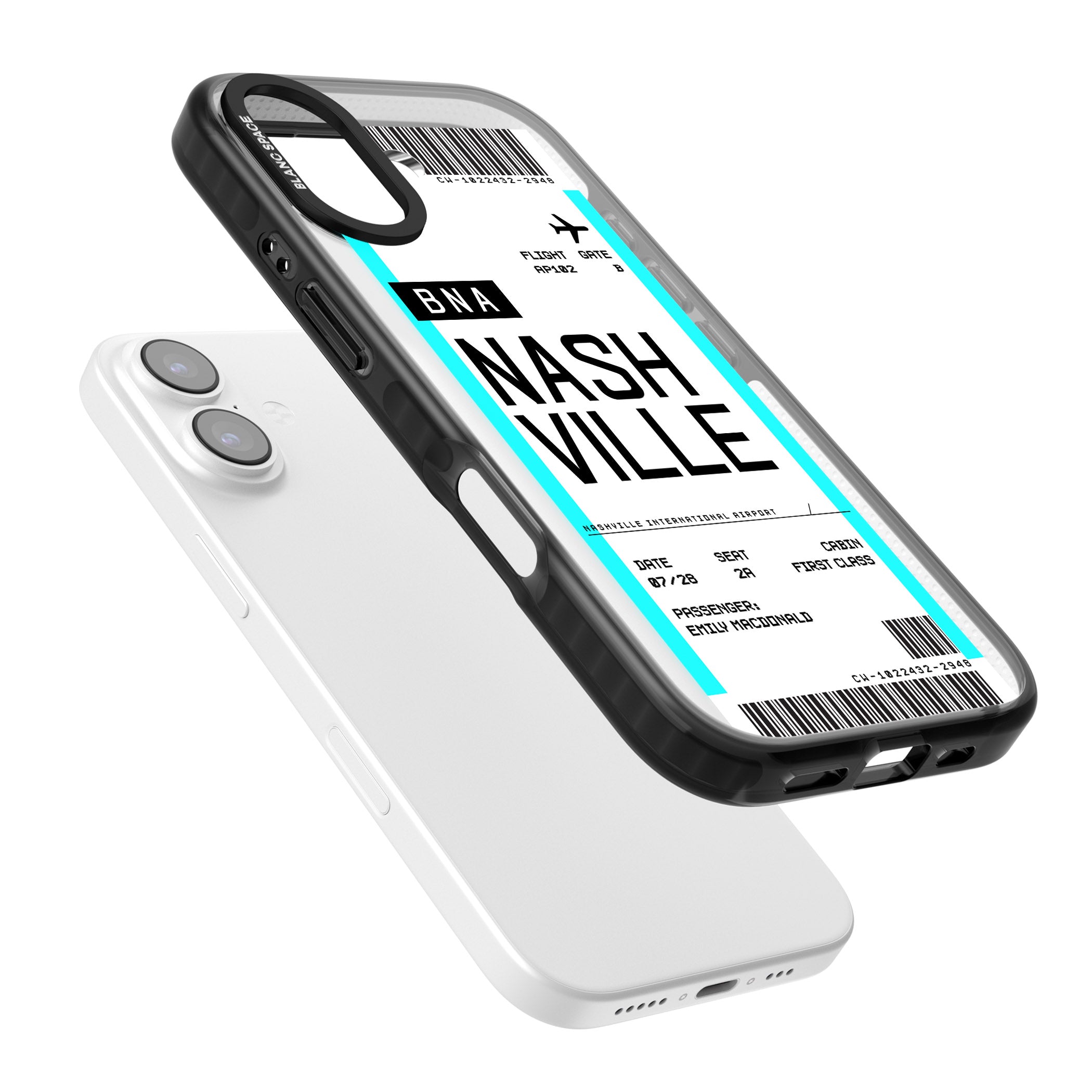Personalised Nashville Boarding Pass iPhone 17 Impact Black Phone Case Colours