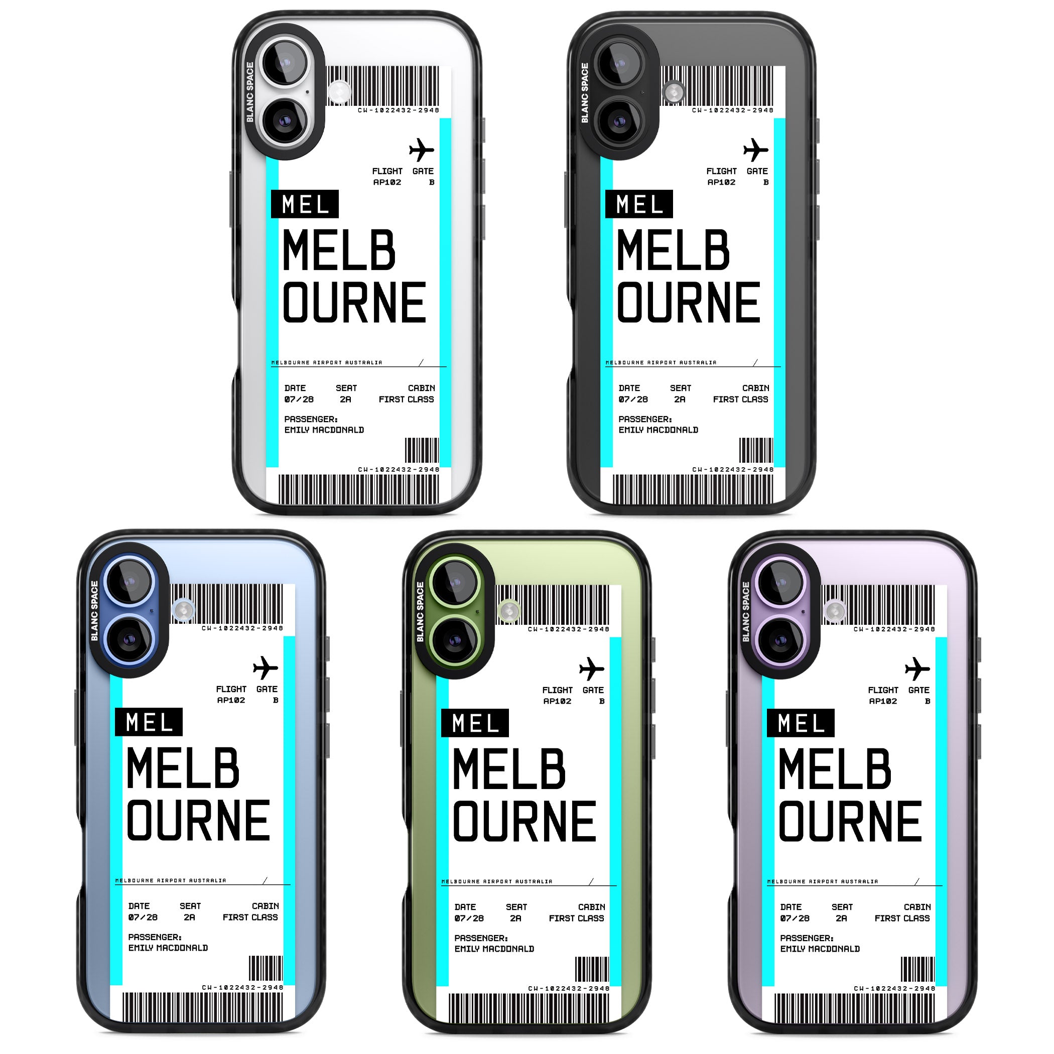 Personalised Melbourne Boarding Pass iPhone 17 Impact Black Phone Case APT Impact Protection