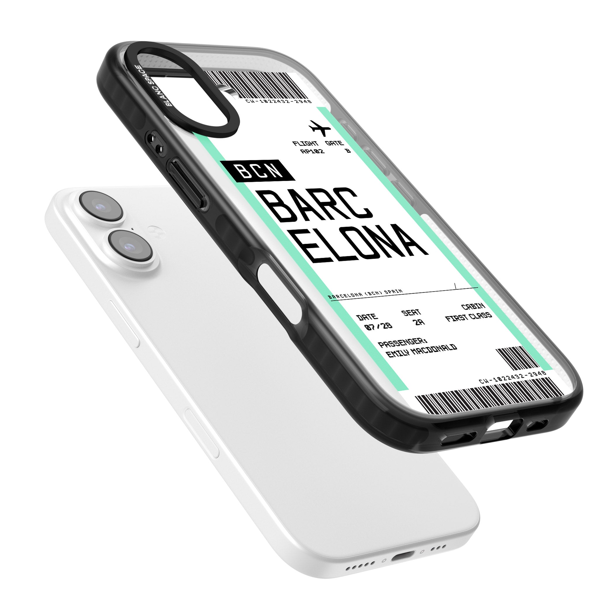 Personalised Barcelona Boarding Pass iPhone 17 Impact Black Phone Case Colours