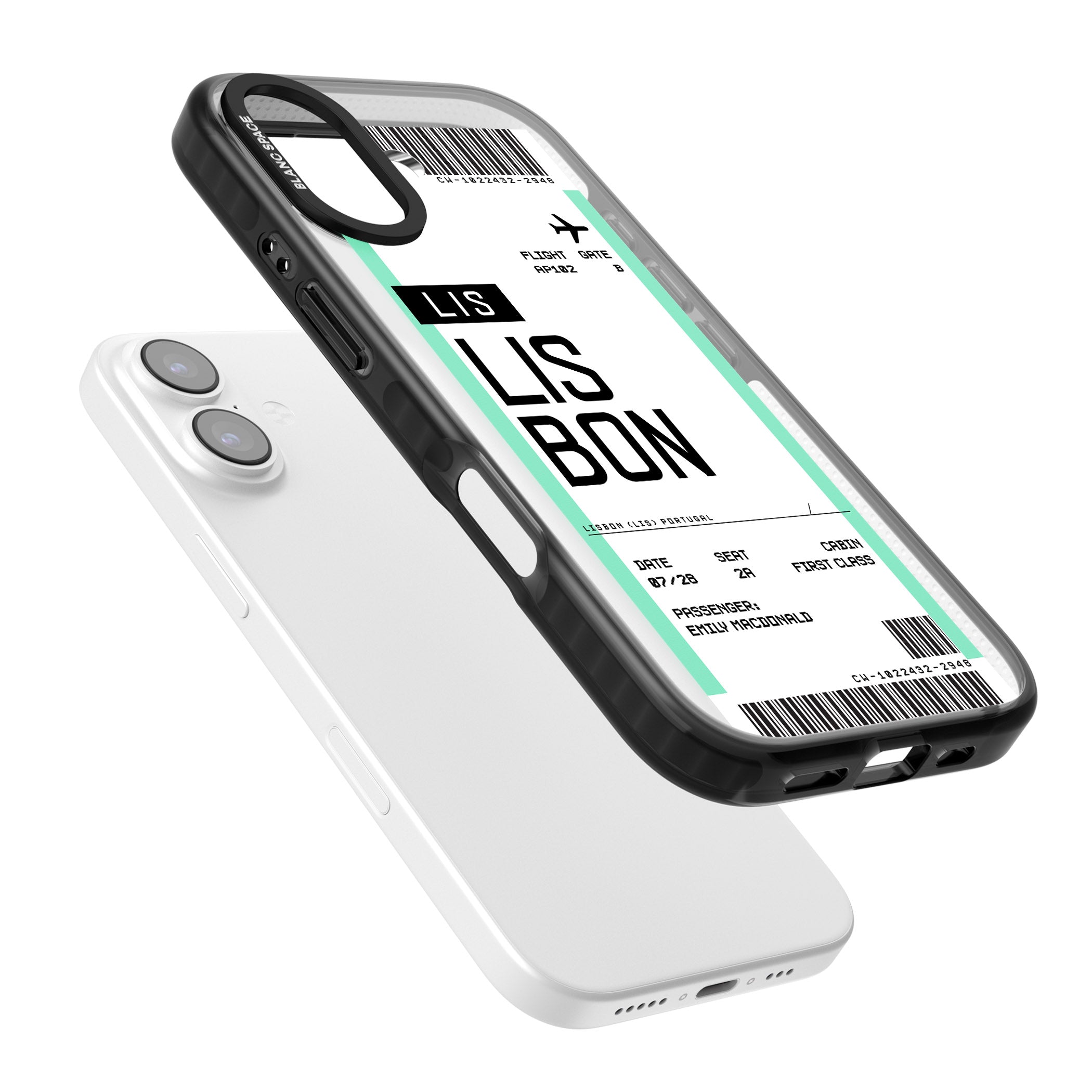 Personalised Lisbon Boarding Pass iPhone 17 Impact Black Phone Case Colours