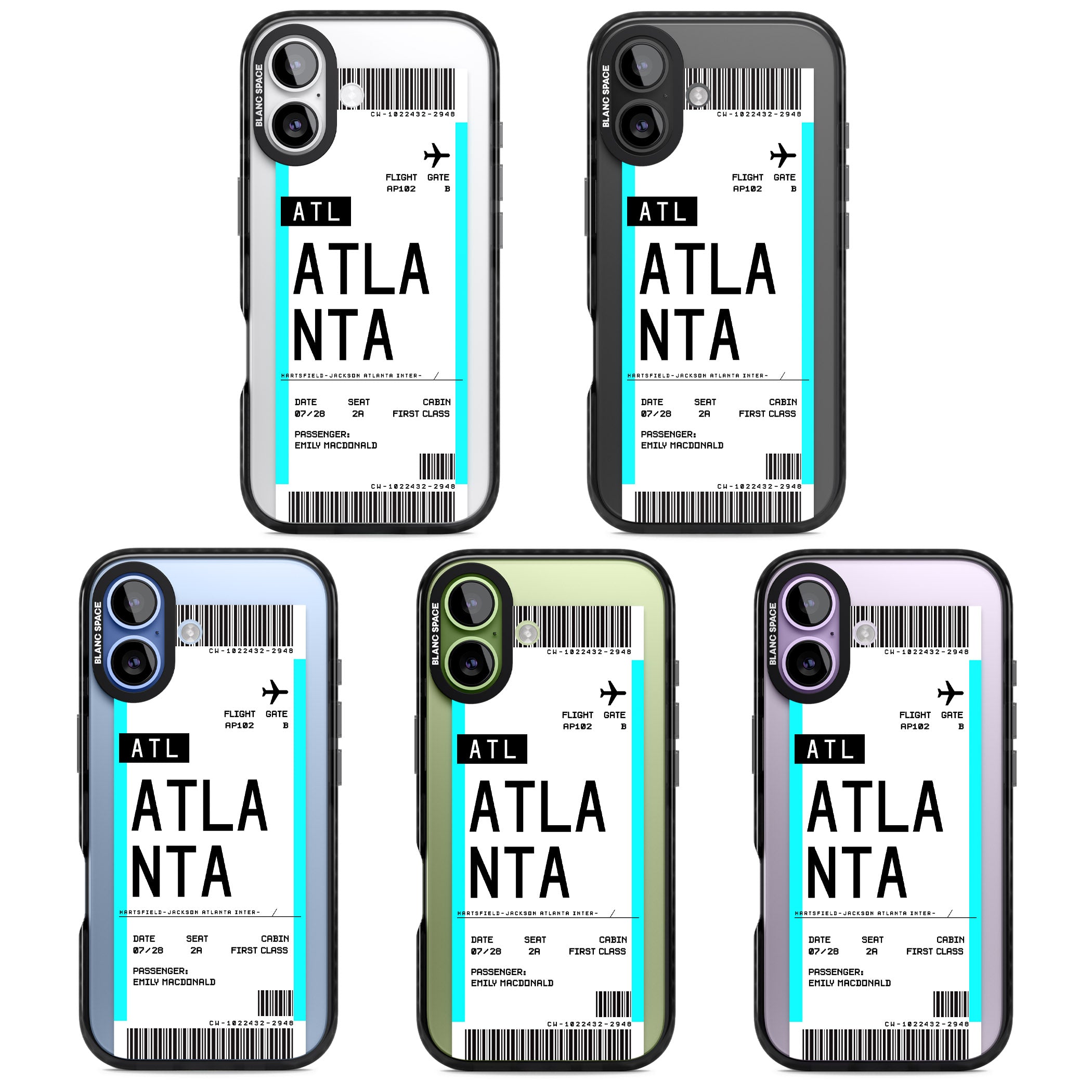 Personalised Atlanta Boarding Pass iPhone 17 Impact Black Phone Case APT Impact Protection