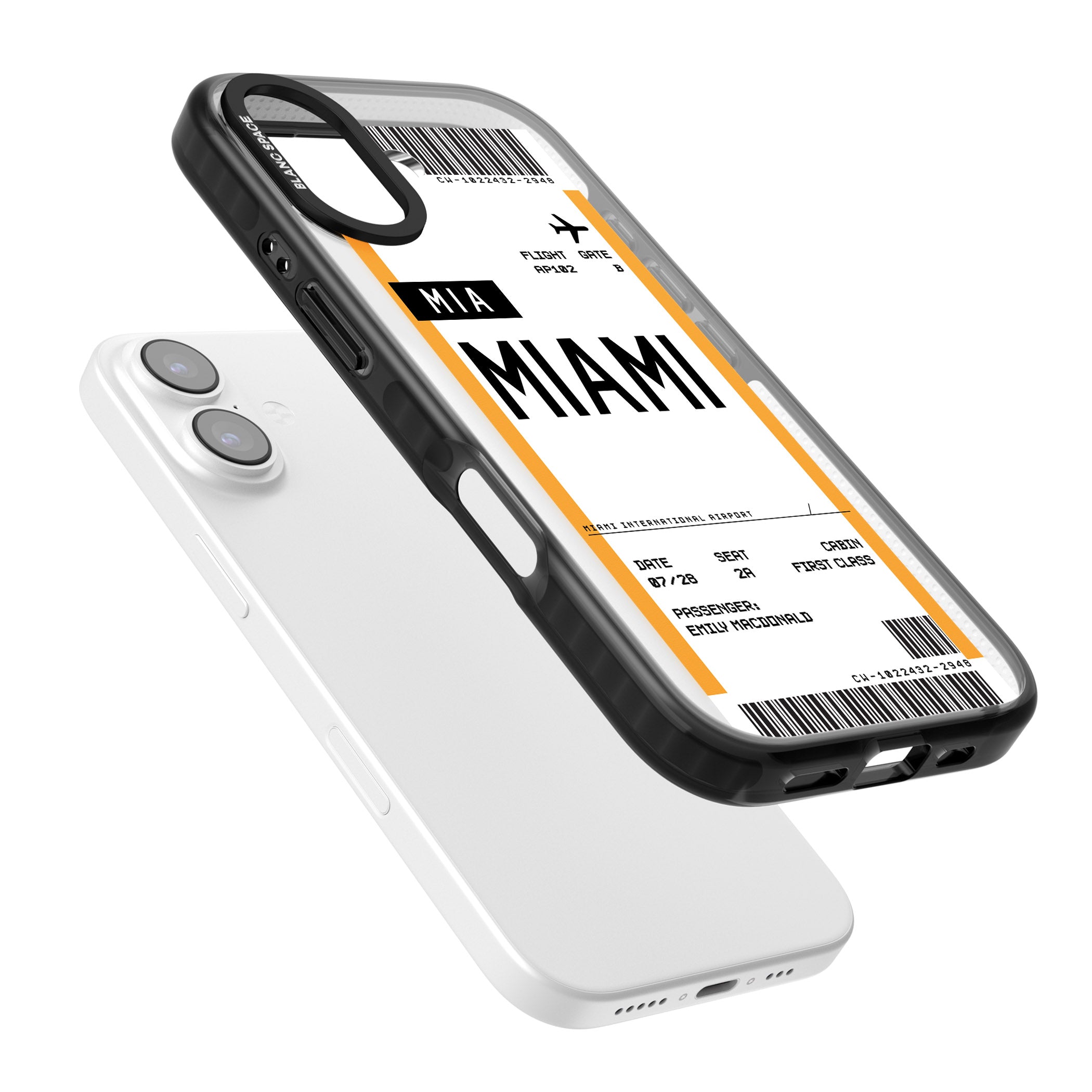 Personalised Miami Boarding Pass iPhone 17 Impact Black Phone Case Colours