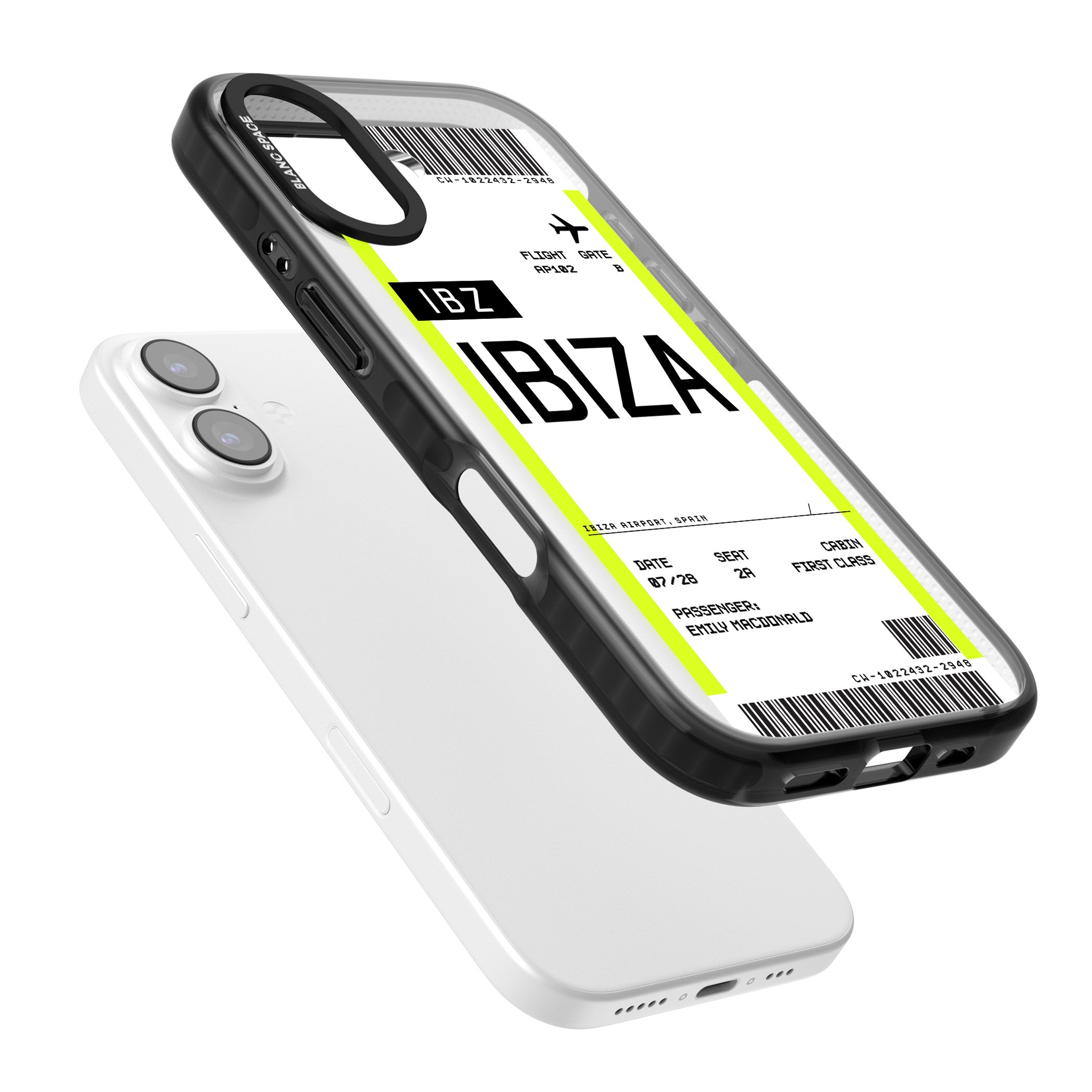 Personalised Ibiza Boarding Pass iPhone 17 Impact Black Phone Case Colours