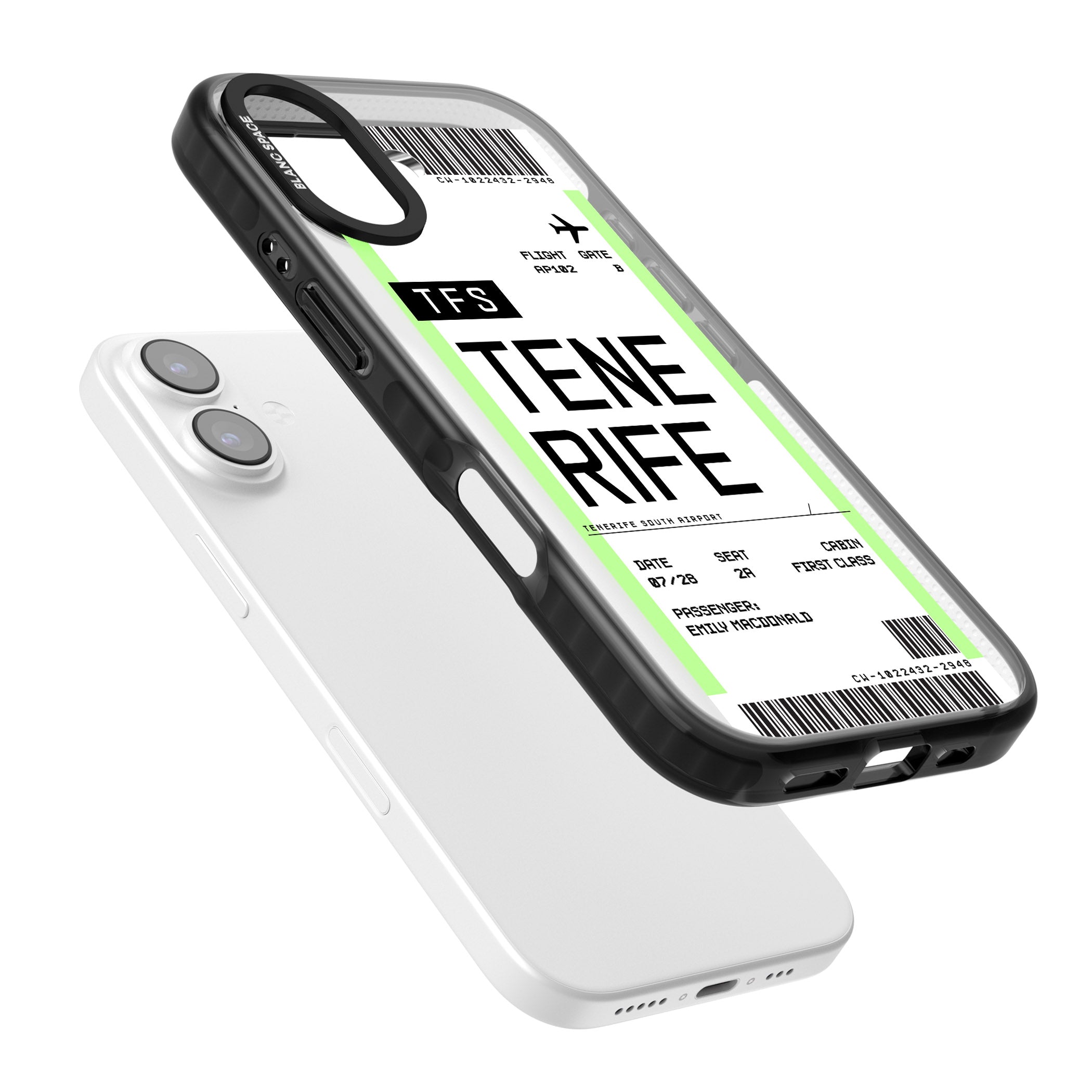 Personalised Tenerife Boarding Pass iPhone 17 Impact Black Phone Case Colours