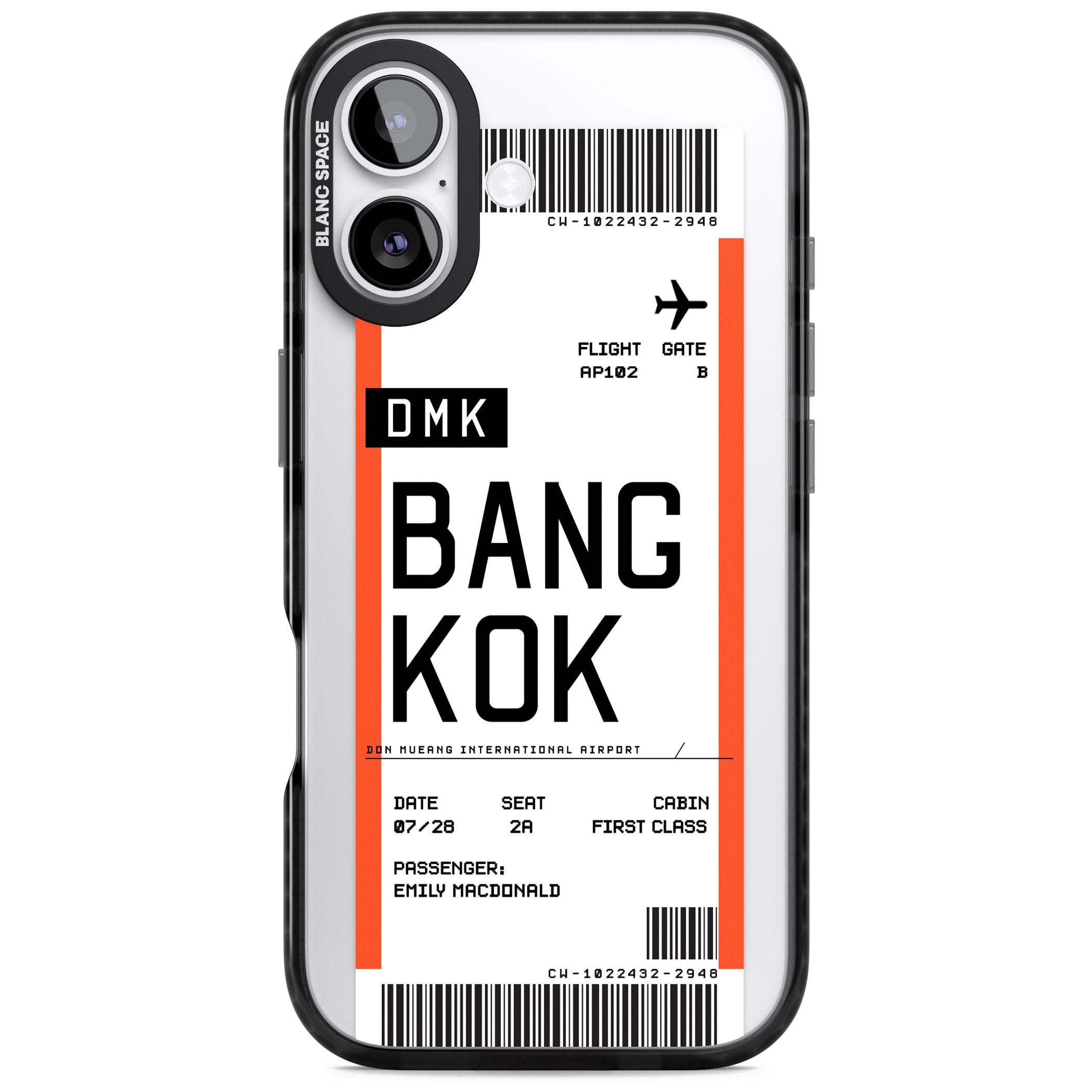 Personalised Bangkok Boarding Pass iPhone 17 Impact Black Phone Case