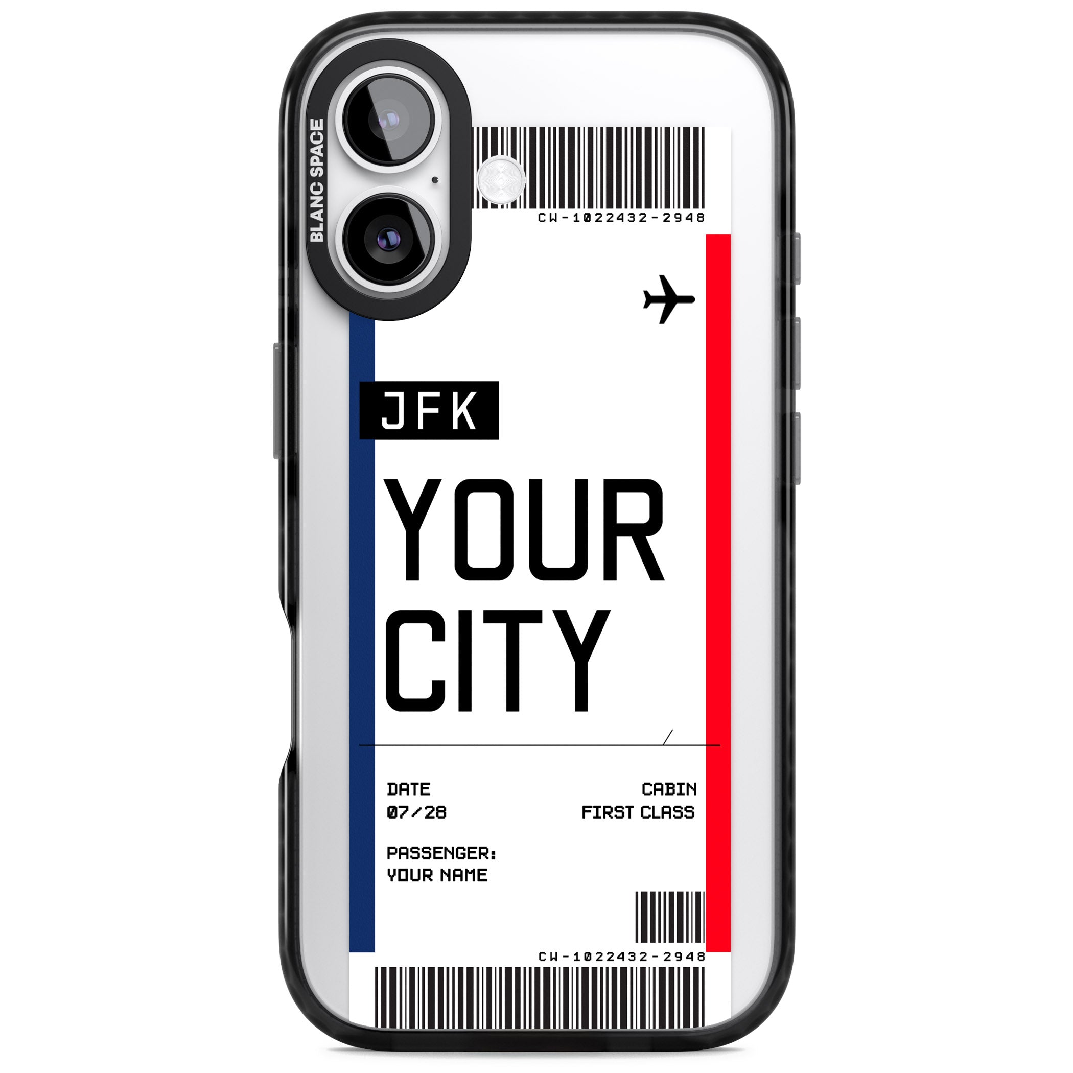 Personalised Create Your Own Boarding Pass Ticket iPhone 17 Impact Black Phone Case