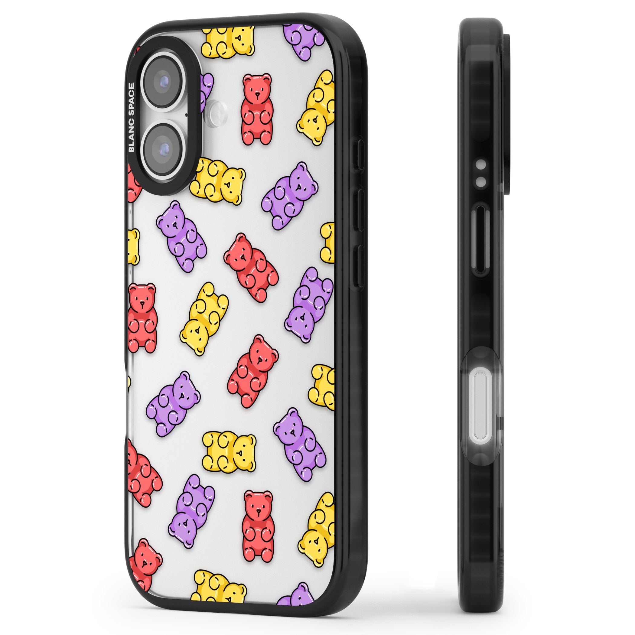 Gummy Bear Pattern iPhone 17 Impact Black Phone Case Side Profile