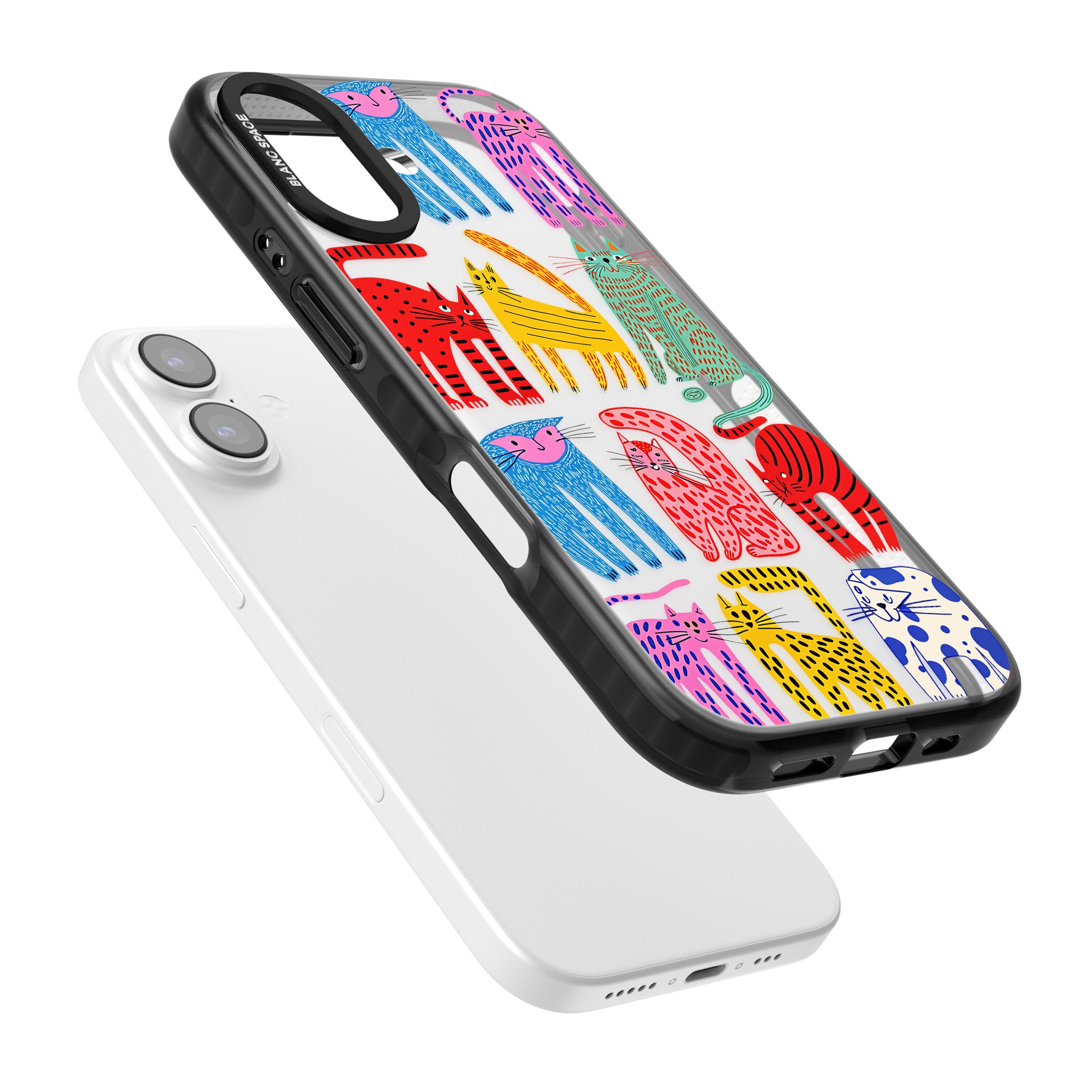 Abstract Colourful Cats iPhone 17 Impact Black Phone Case Colours