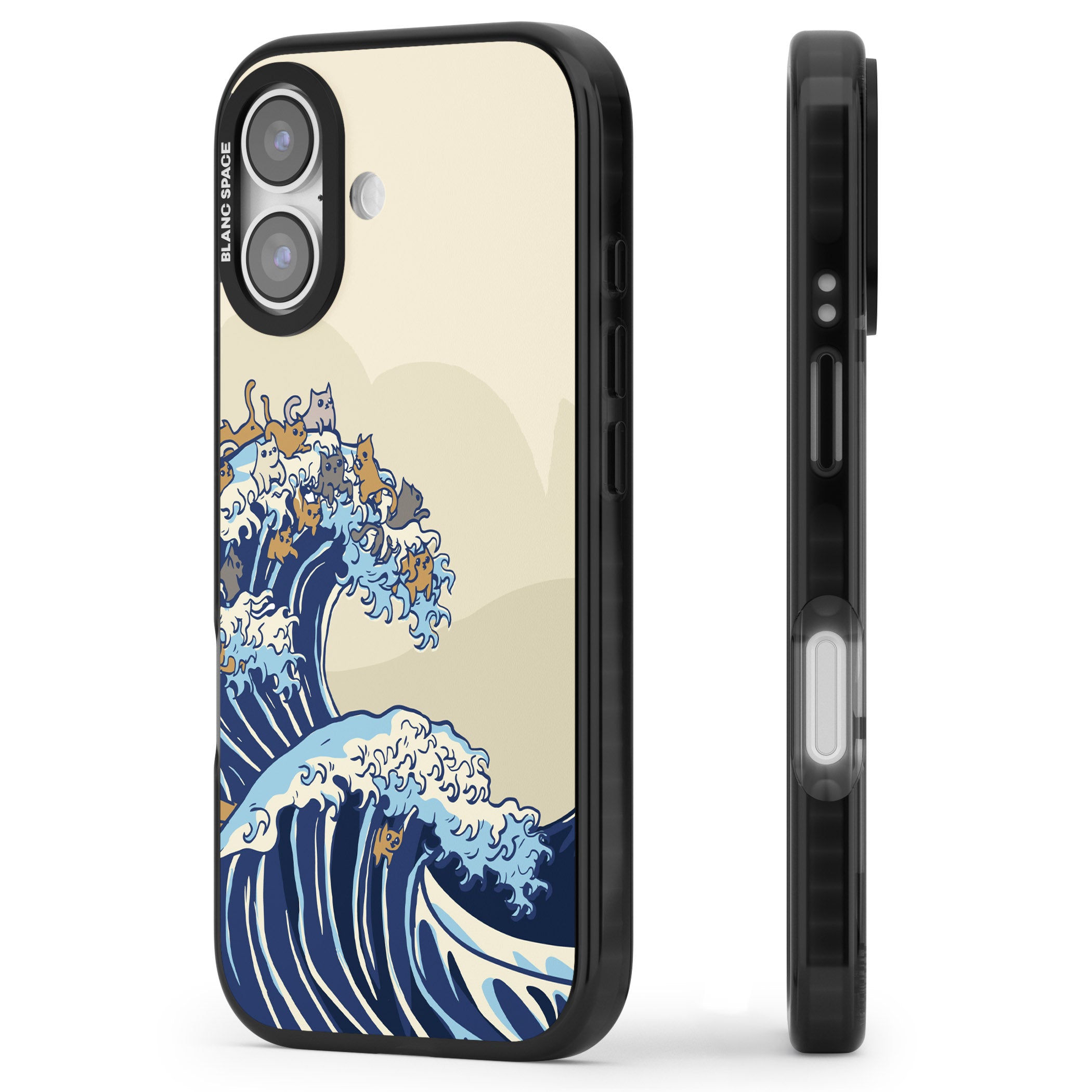 The Great Cat Wave iPhone 17 Impact Black Phone Case Side Profile