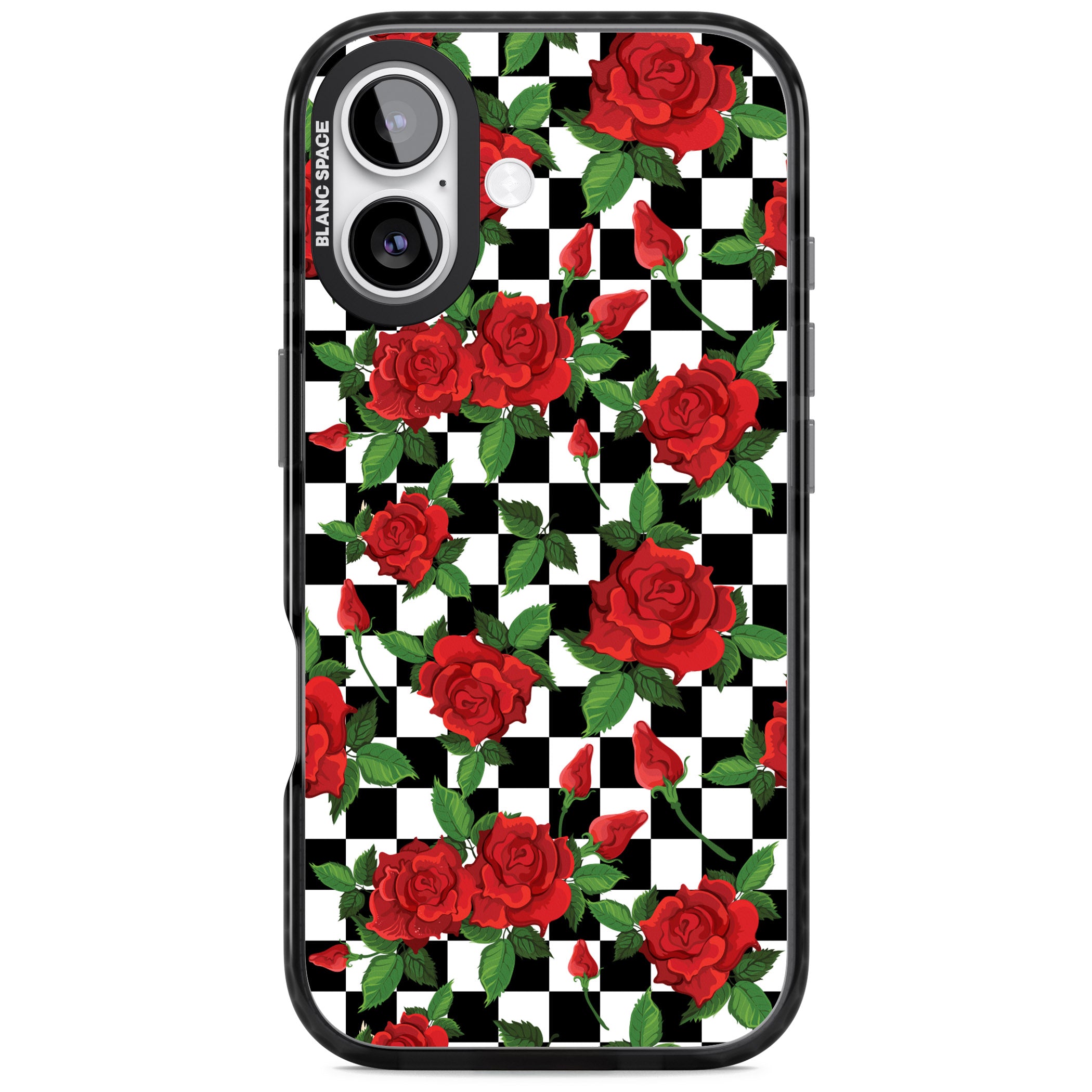 Checkered Roses iPhone 17 Impact Black Phone Case