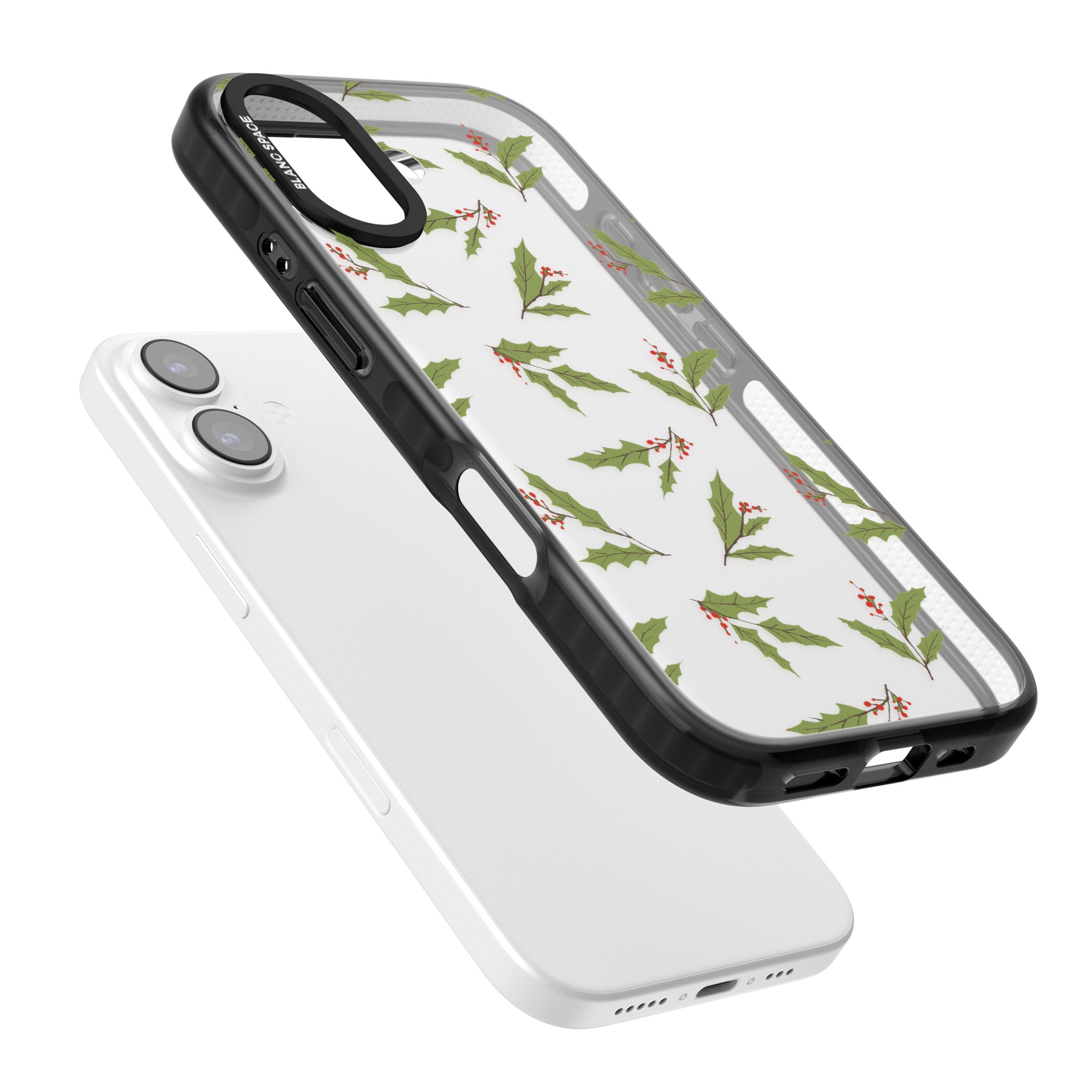 Christmas Holly Pattern iPhone 17 Impact Black Phone Case Colours
