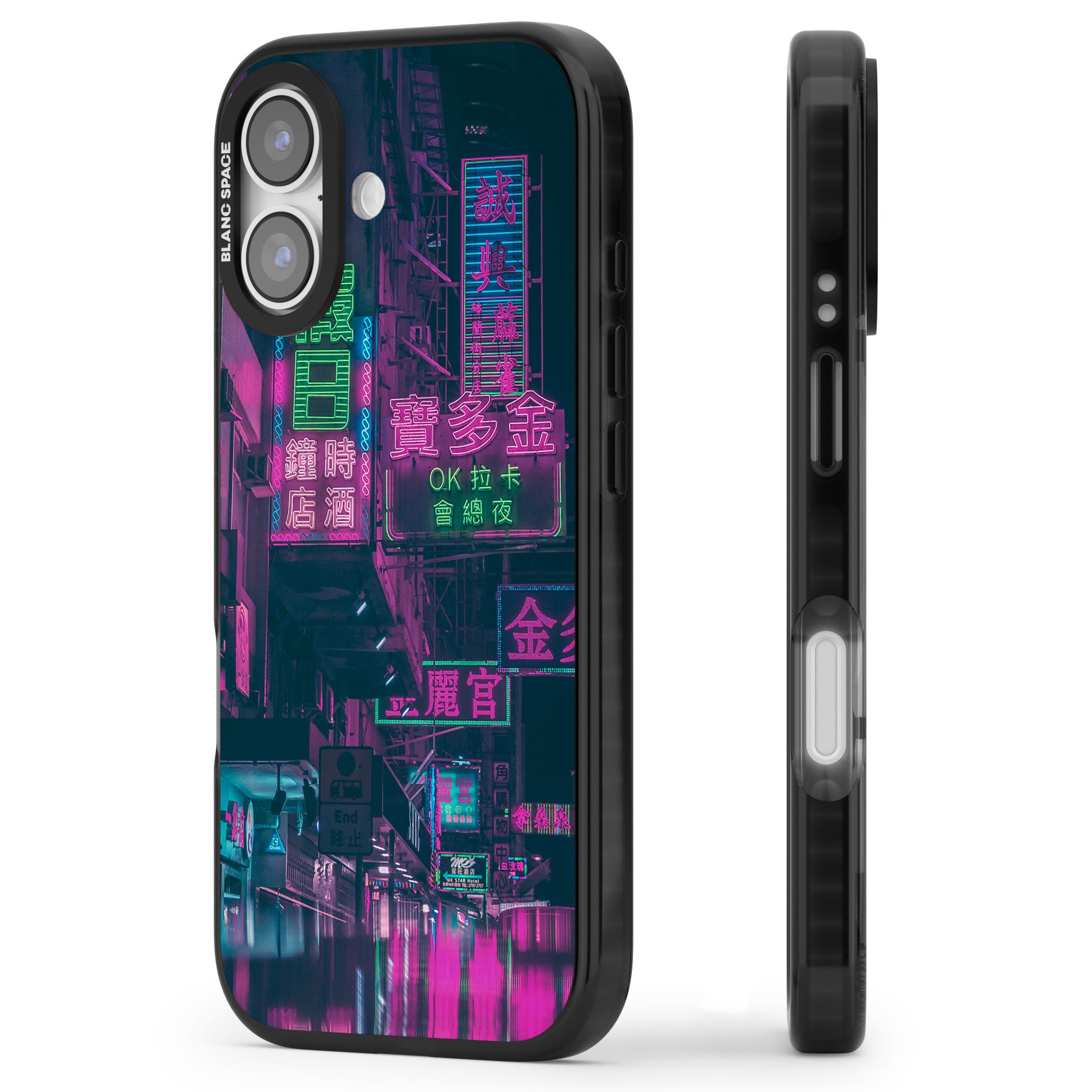 Neon Night Strip iPhone 17 Impact Black Phone Case Side Profile