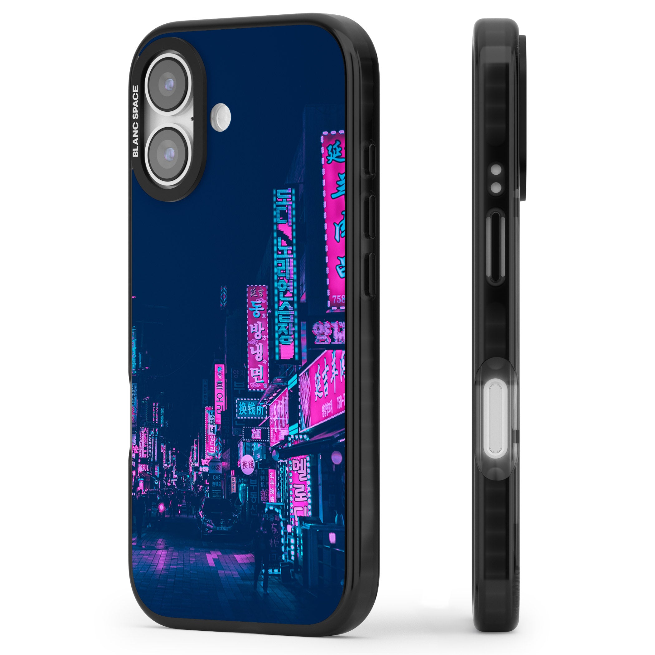 Neon Nights iPhone 17 Impact Black Phone Case Side Profile