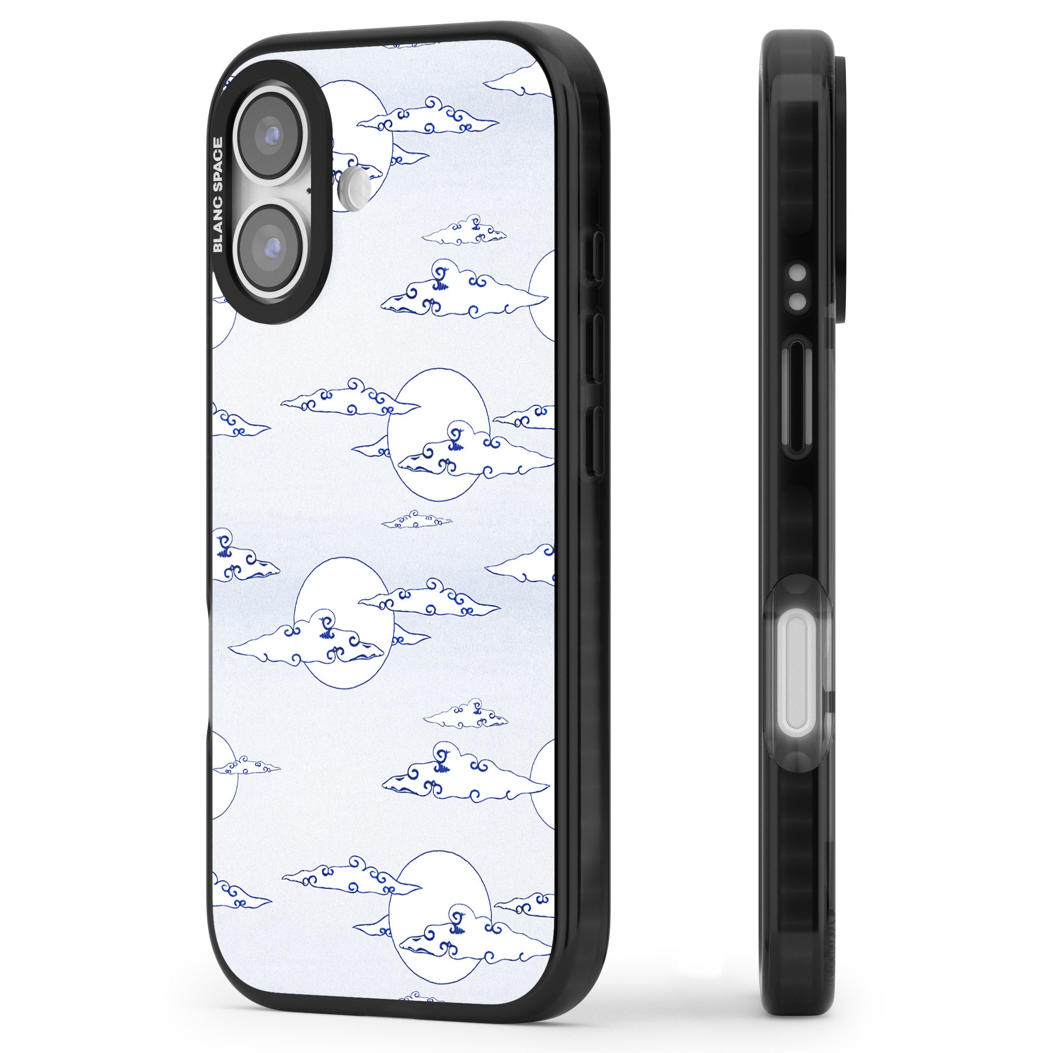 Moon & Clouds iPhone 17 Impact Black Phone Case Side Profile