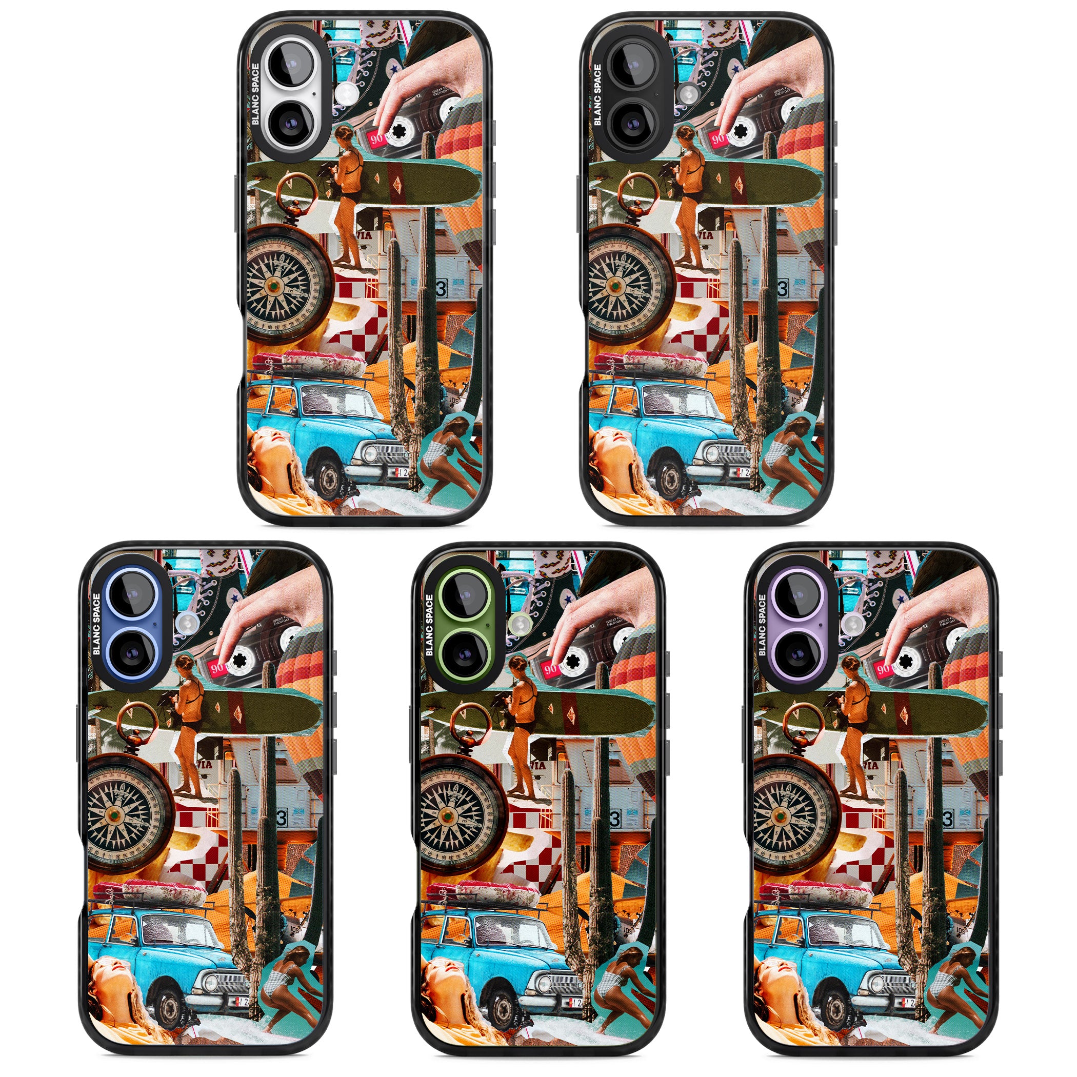 Vintage Collage: Road Trip iPhone 17 Impact Black Phone Case APT Impact Protection