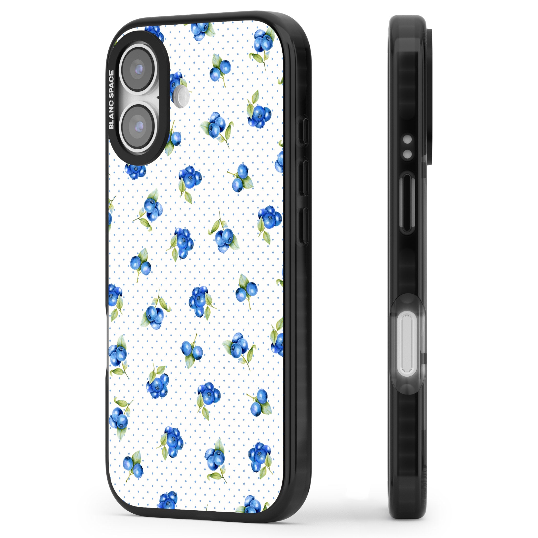 Blueberry Picnic iPhone 17 Impact Black Phone Case Side Profile