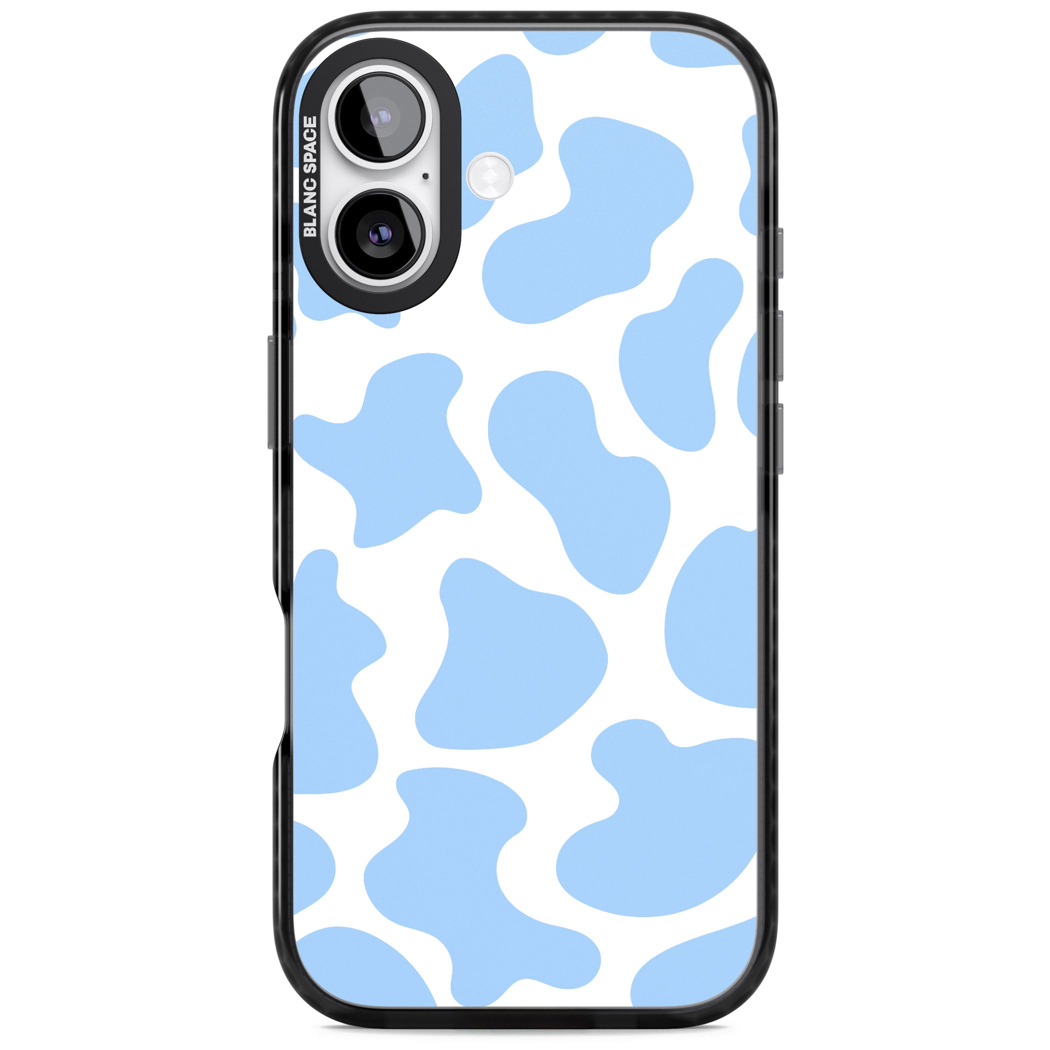 Blue And White Cow Print iPhone 17 Impact Black Phone Case