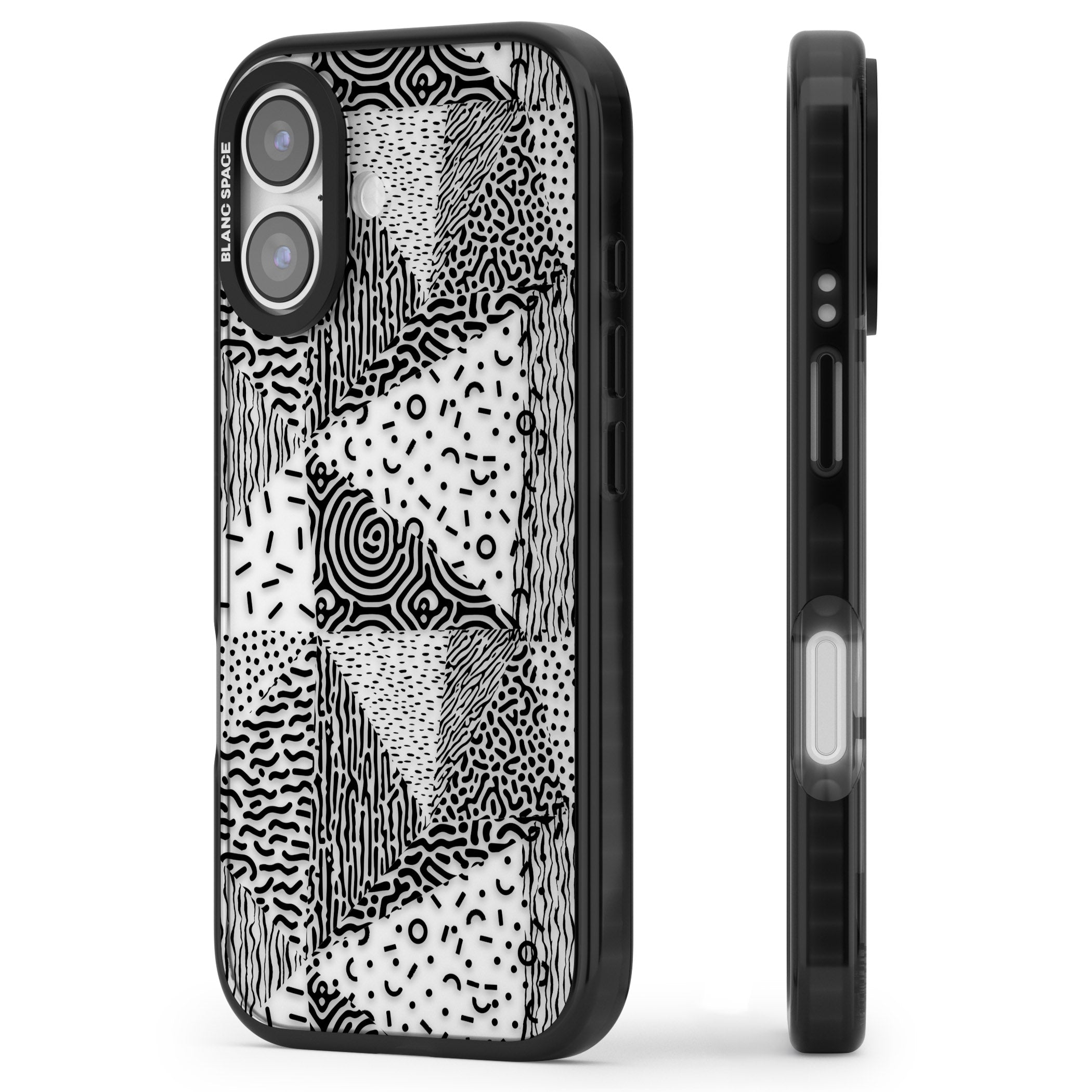 Monochrome Pattern iPhone 17 Impact Black Phone Case Side Profile