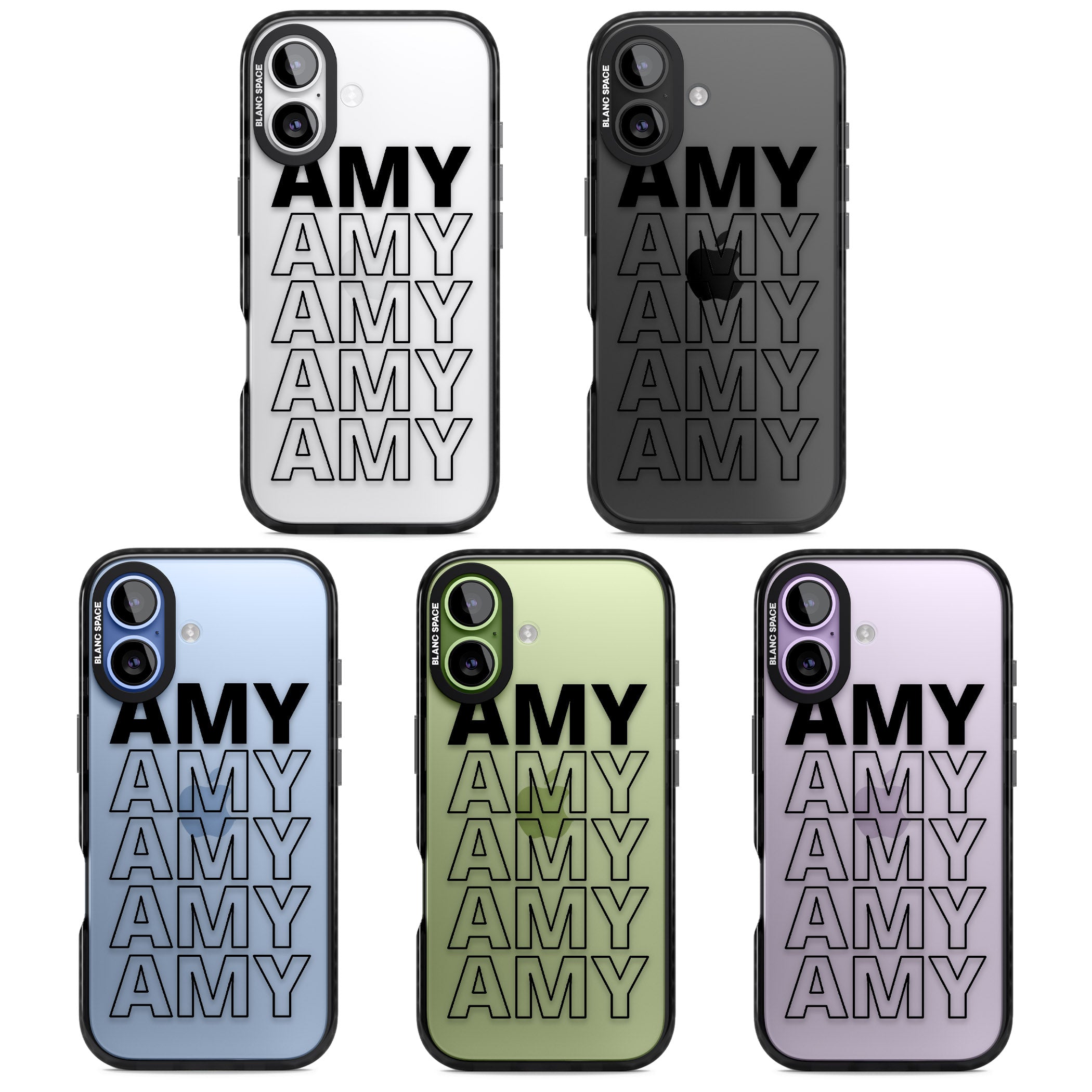 Personalised Bold Name Repetition iPhone 17 Impact Black Phone Case APT Impact Protection