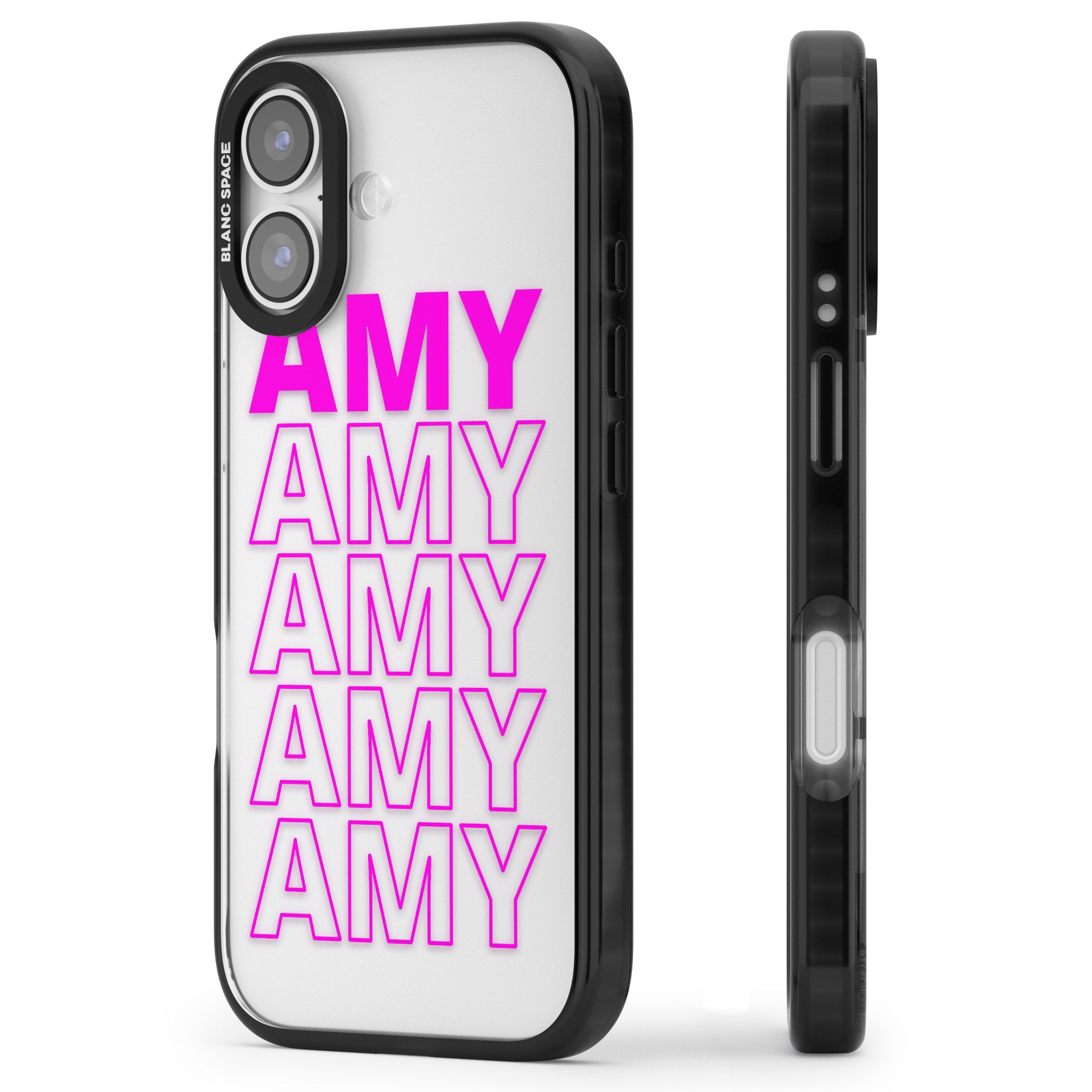 Personalised Bold Repeated Name iPhone 17 Impact Black Phone Case Side Profile