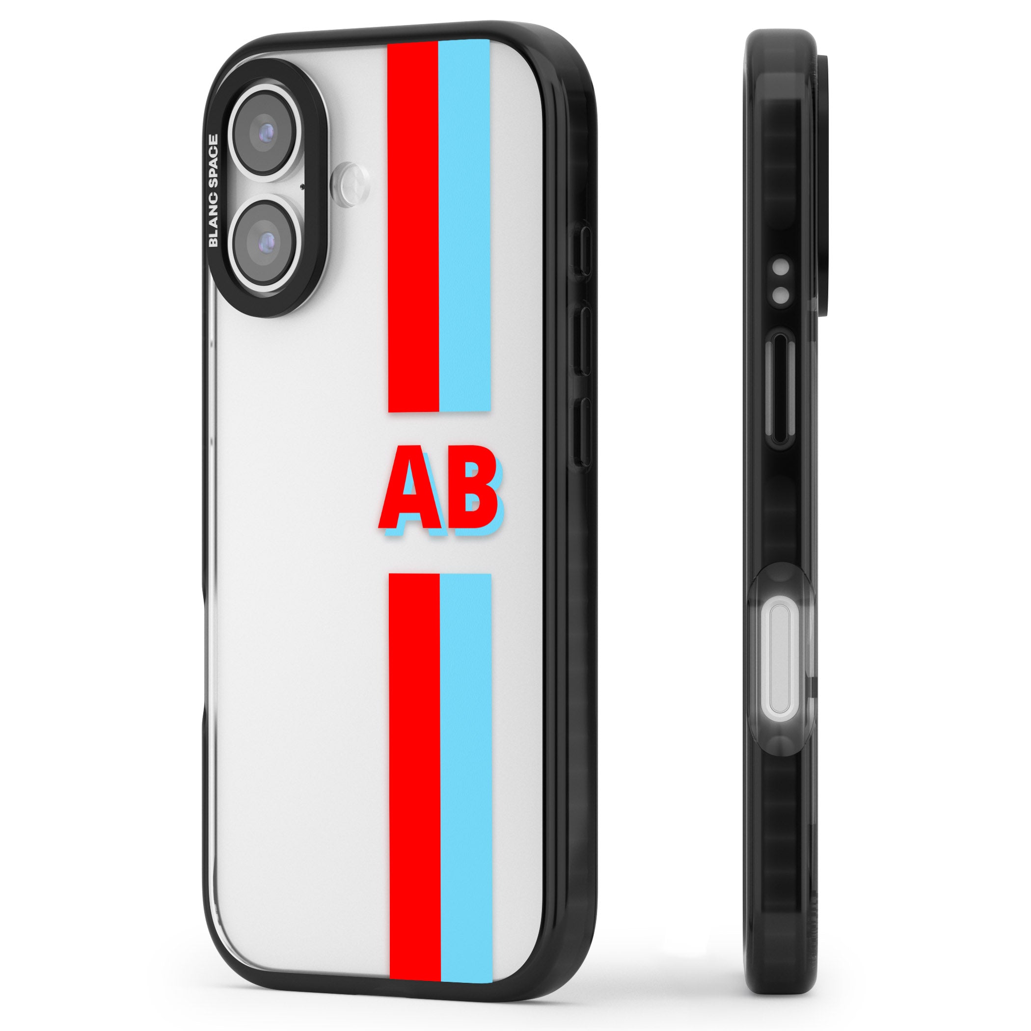 Personalised Bold Striped iPhone 17 Impact Black Phone Case Side Profile
