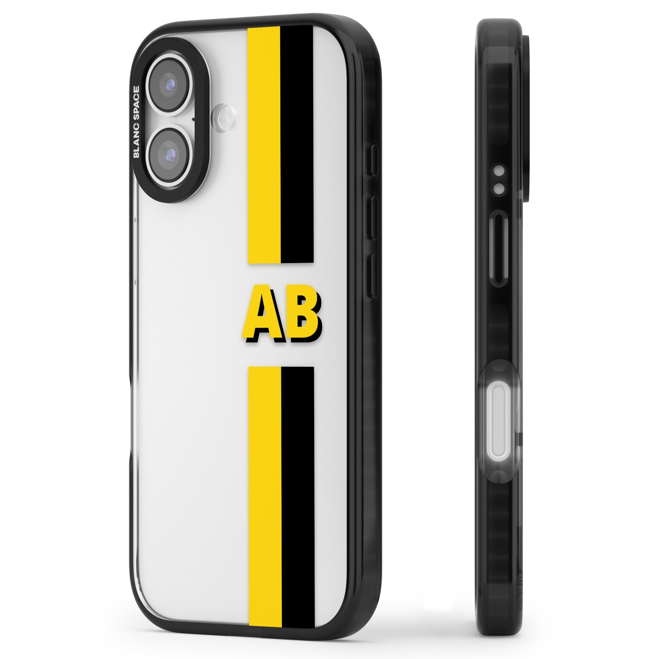 Personalised Bold Name Striped iPhone 17 Impact Black Phone Case Side Profile