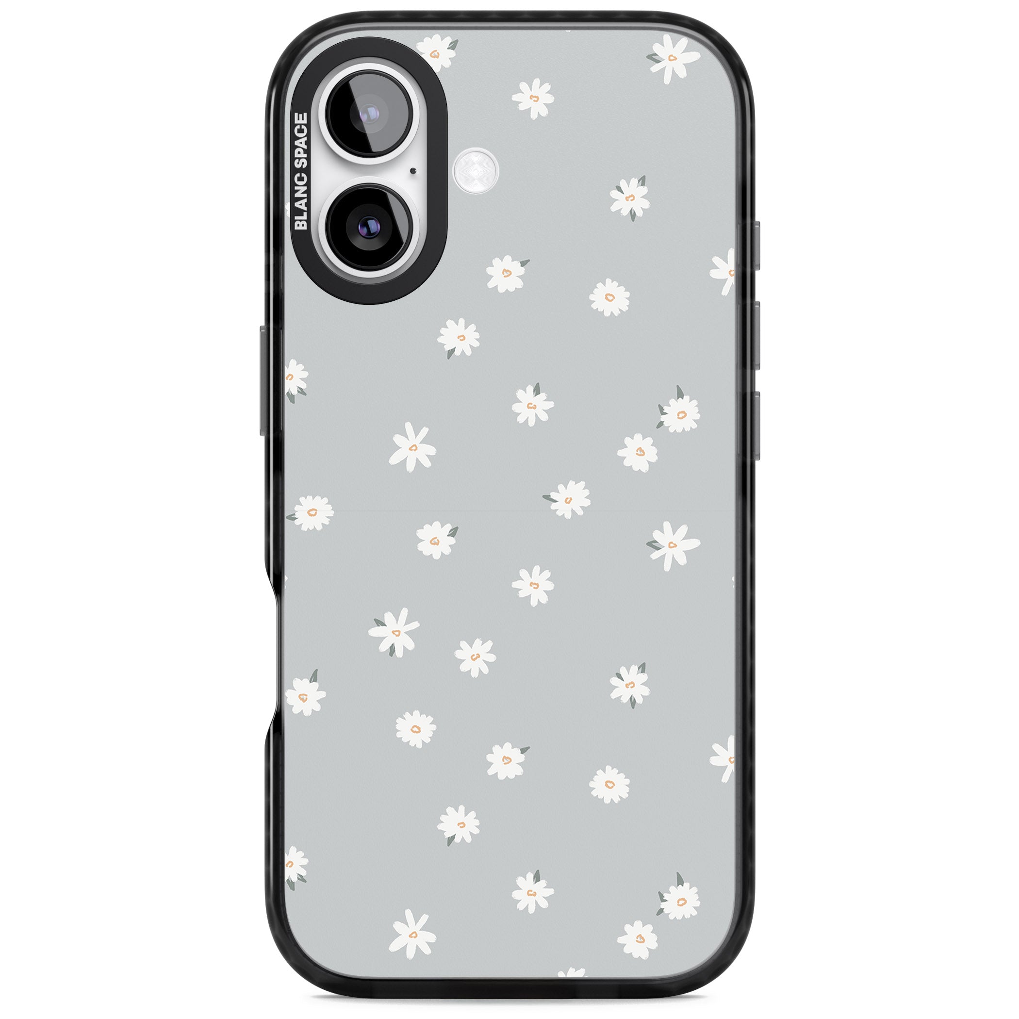 Painted Daisy Blue Grey iPhone 17 Impact Black Phone Case
