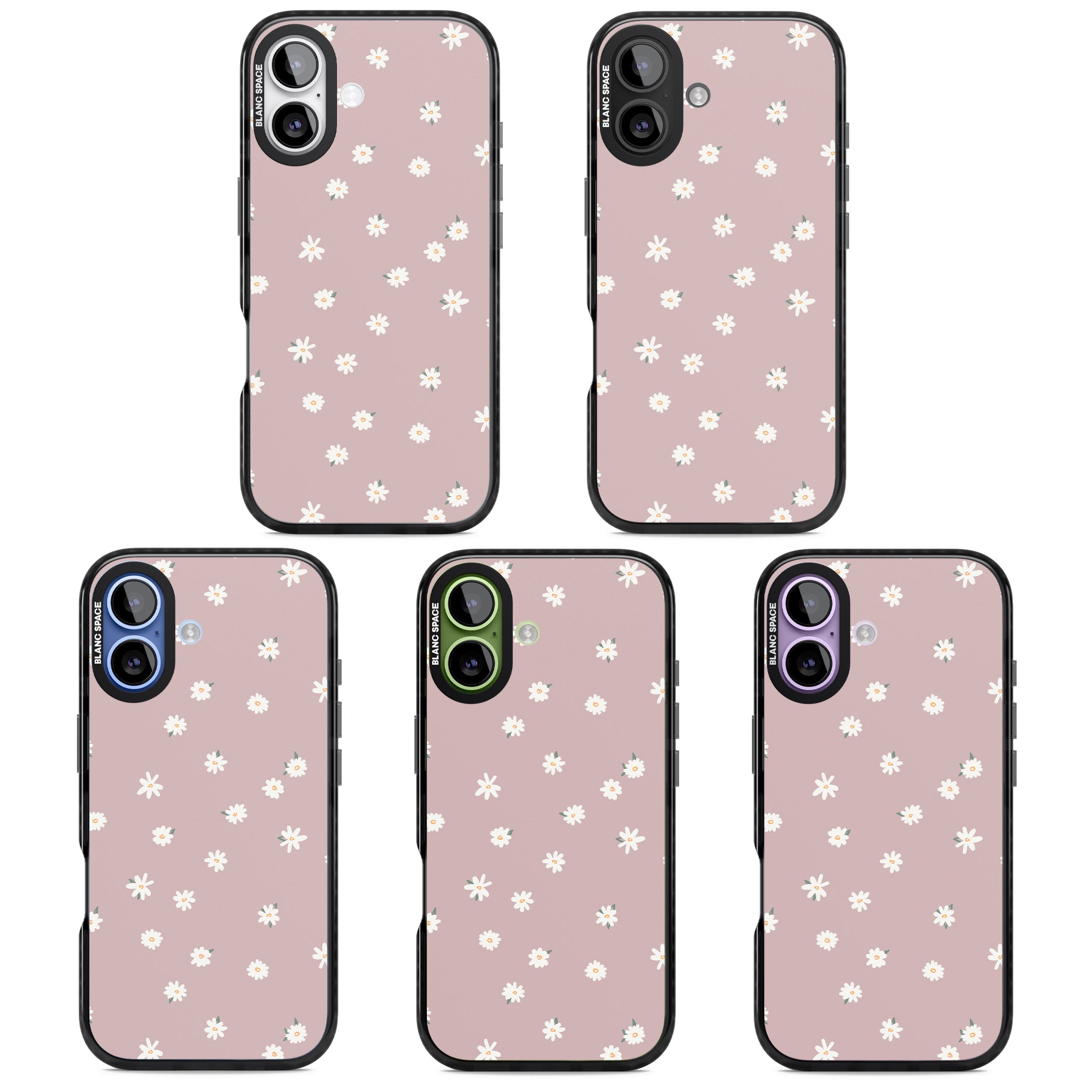 Dusty Pink Daisy iPhone 17 Impact Black Phone Case APT Impact Protection