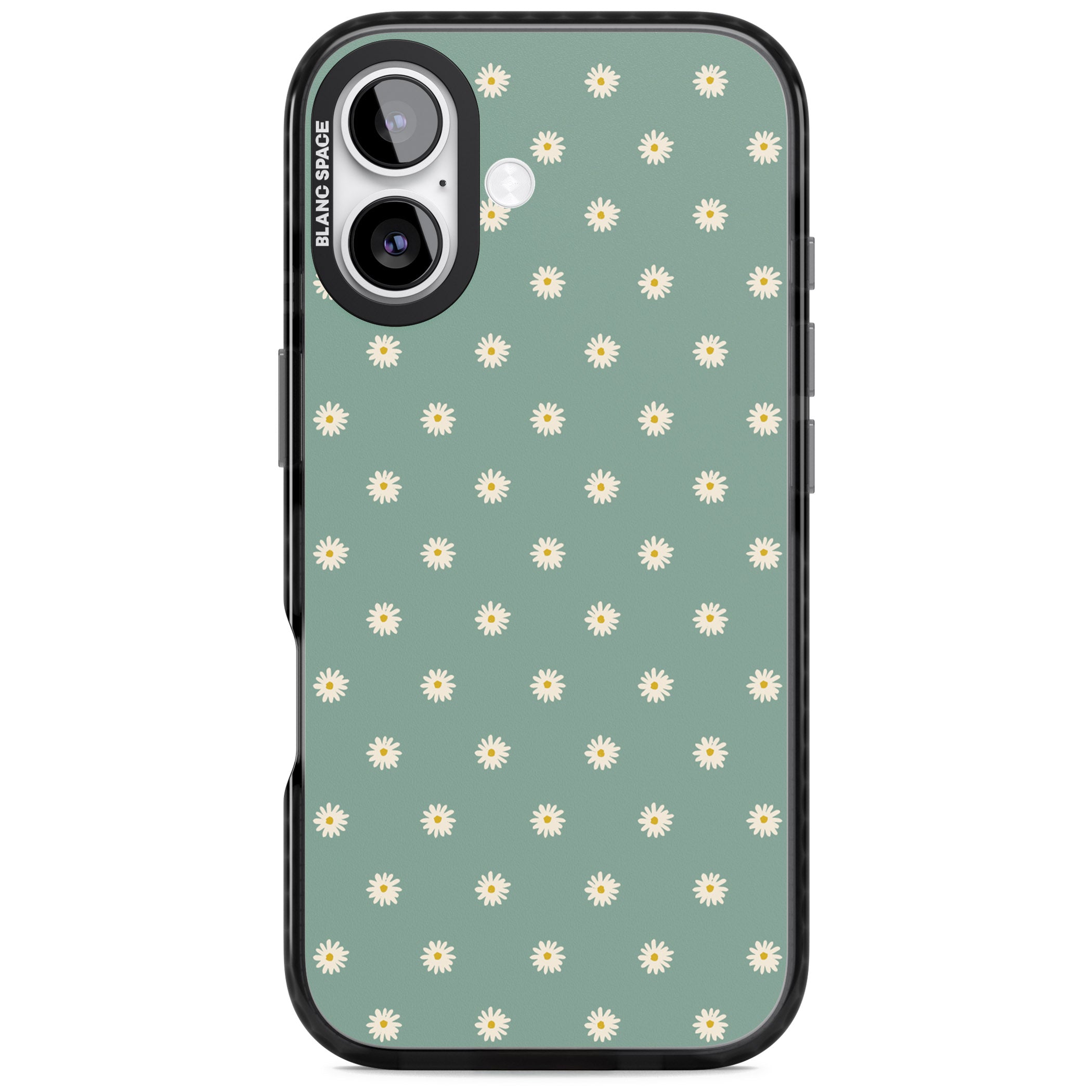 Sage Daisy Floral iPhone 17 Impact Black Phone Case