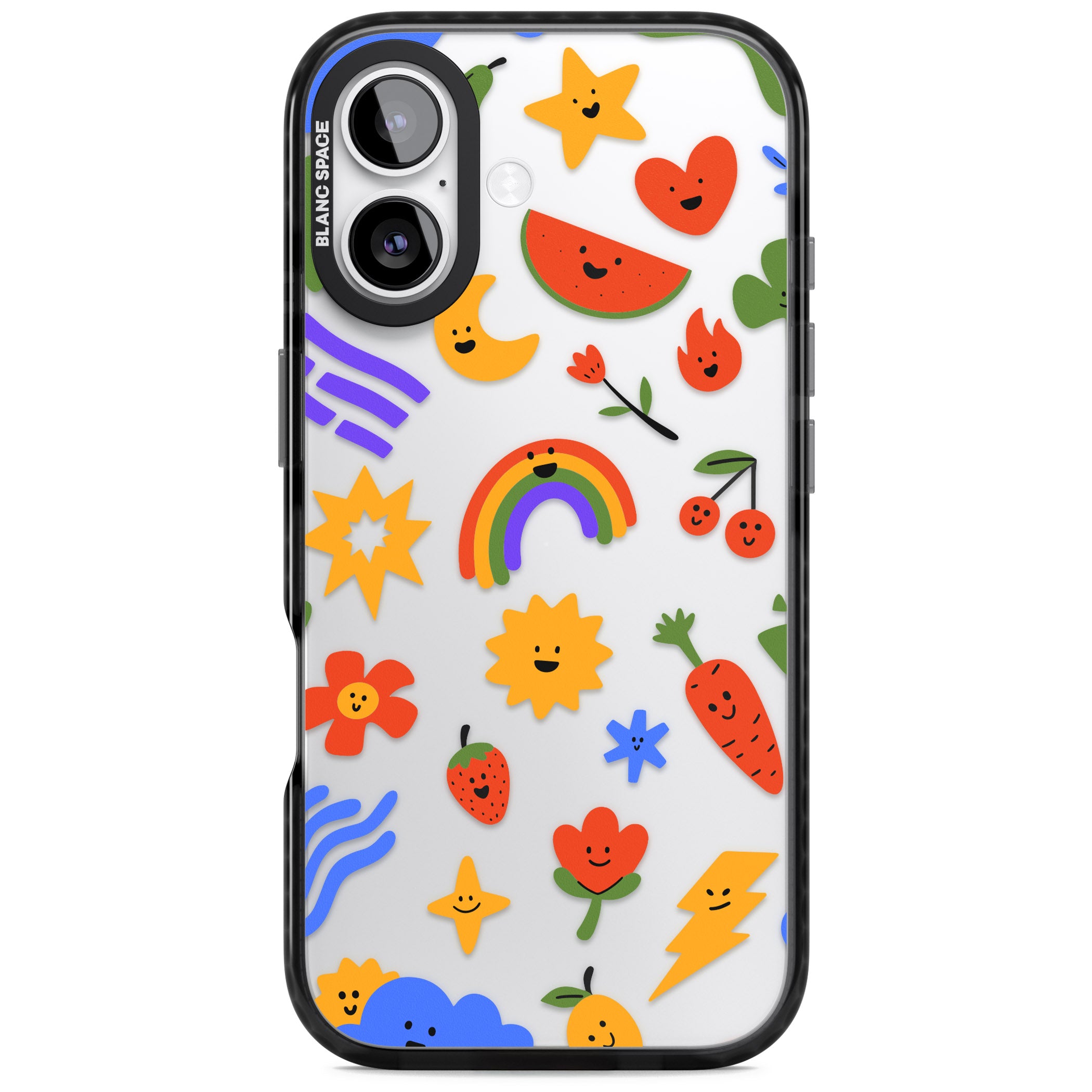 Colorful Kawaii Icons iPhone 17 Impact Black Phone Case