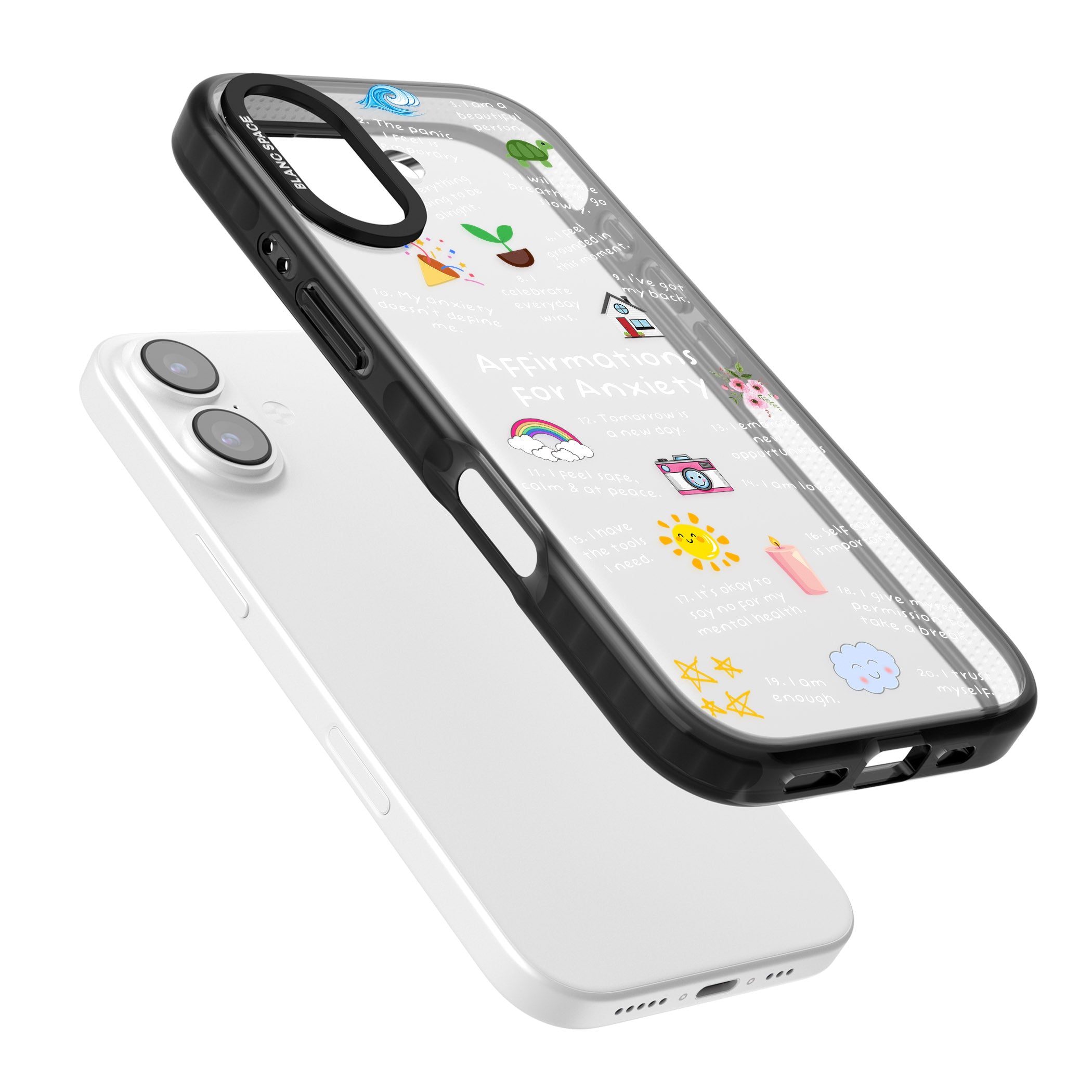 Anxiety White Text iPhone 17 Impact Black Phone Case Colours
