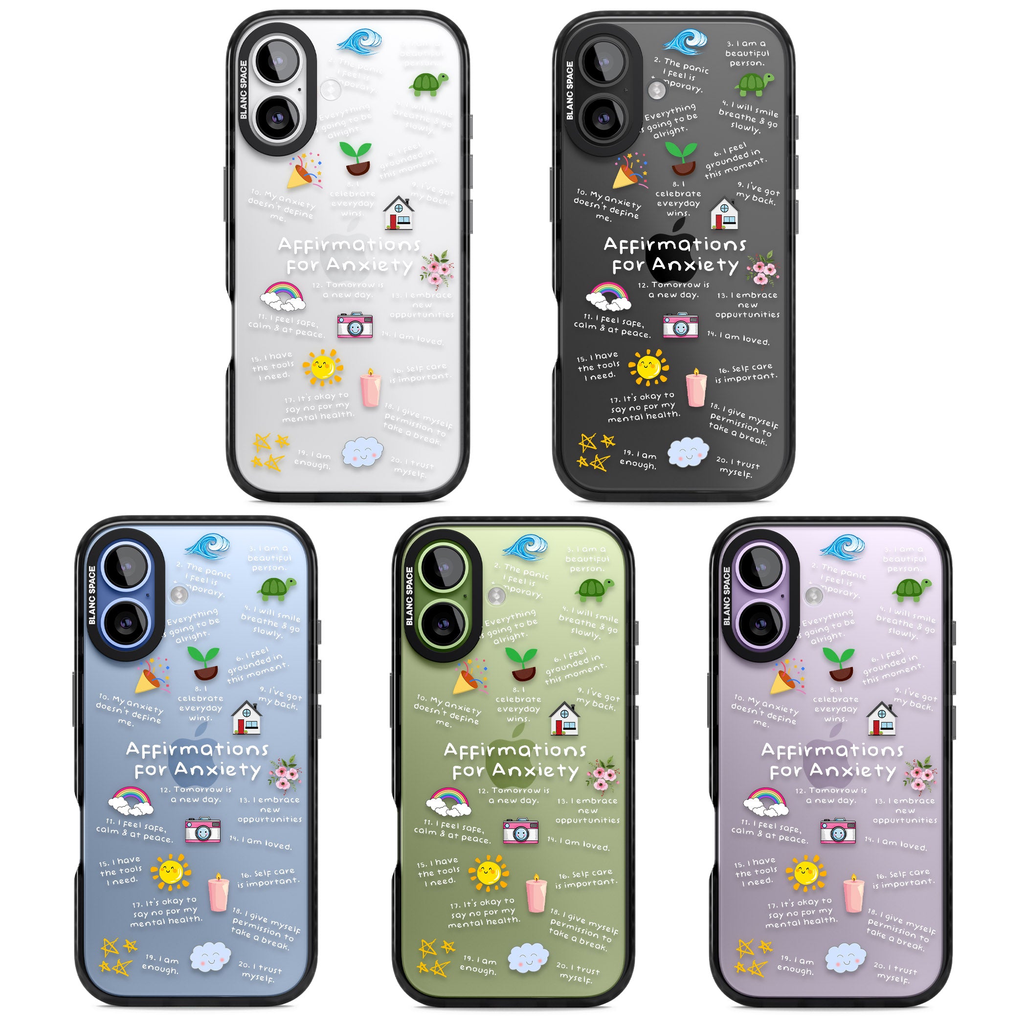 Anxiety White Text iPhone 17 Impact Black Phone Case APT Impact Protection