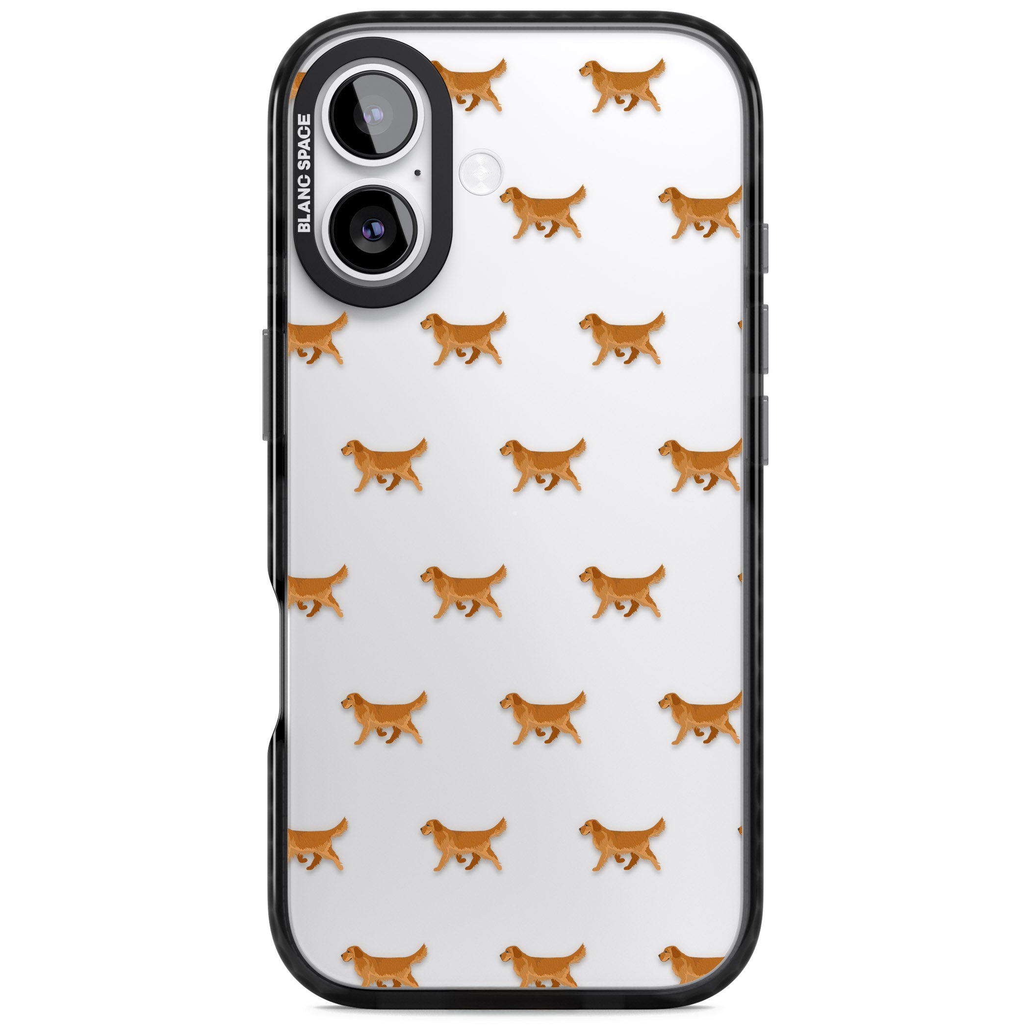 Golden Retriever Dog Pattern Clear iPhone 17 Impact Black Phone Case