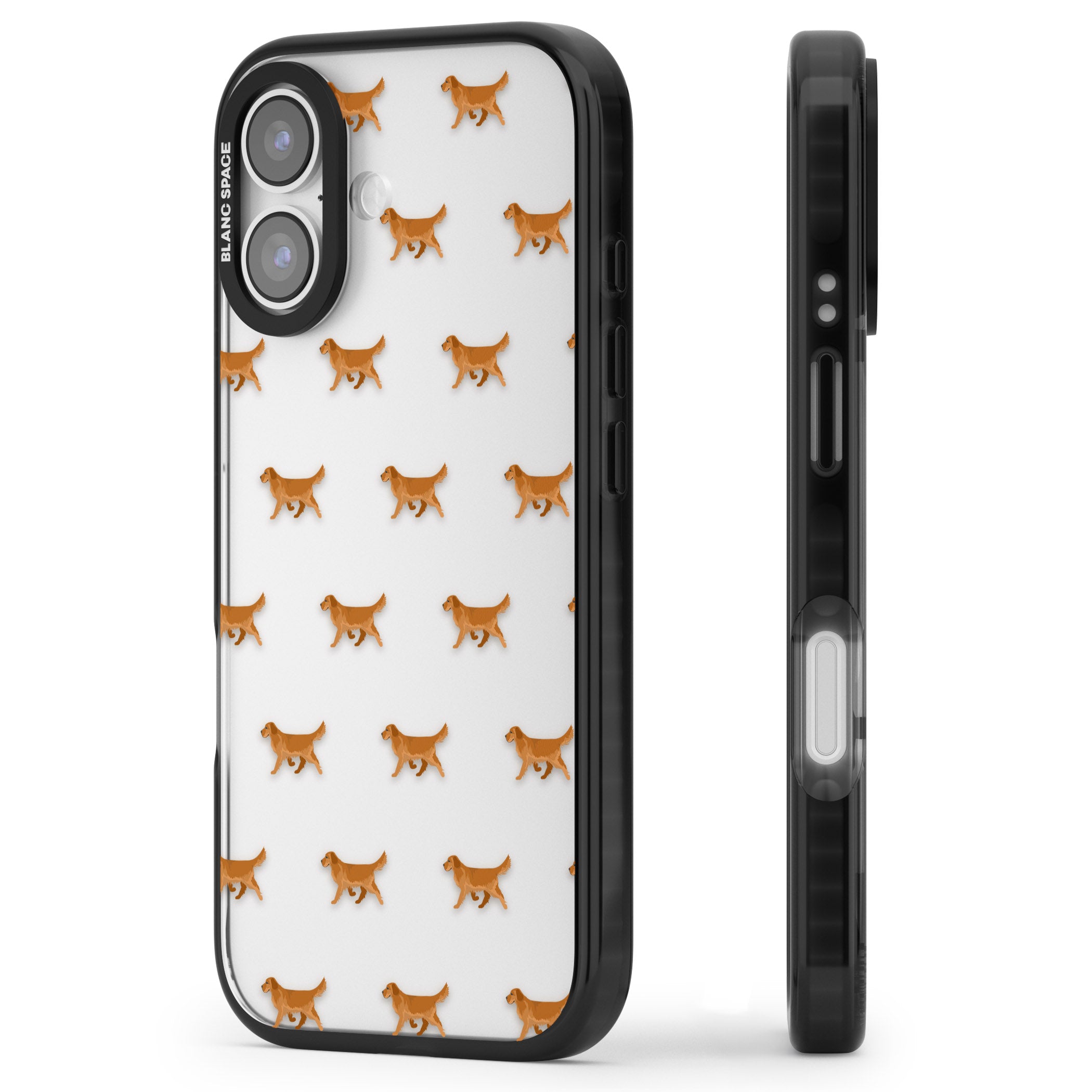 Golden Retriever Dog Pattern Clear iPhone 17 Impact Black Phone Case Side Profile