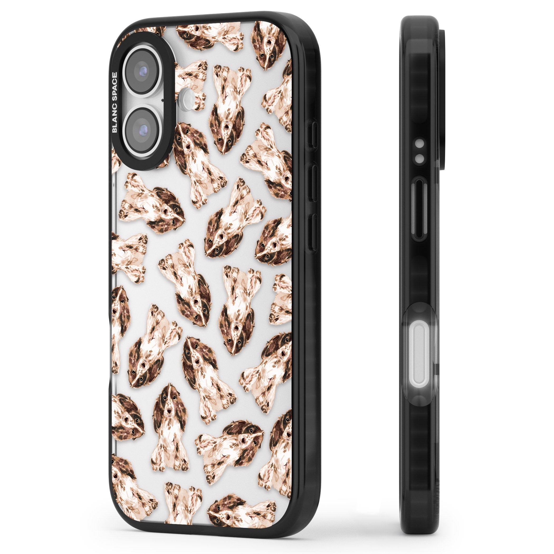 Cocker Spaniel (Brown) Watercolour Dog Pattern iPhone 17 Impact Black Phone Case Side Profile