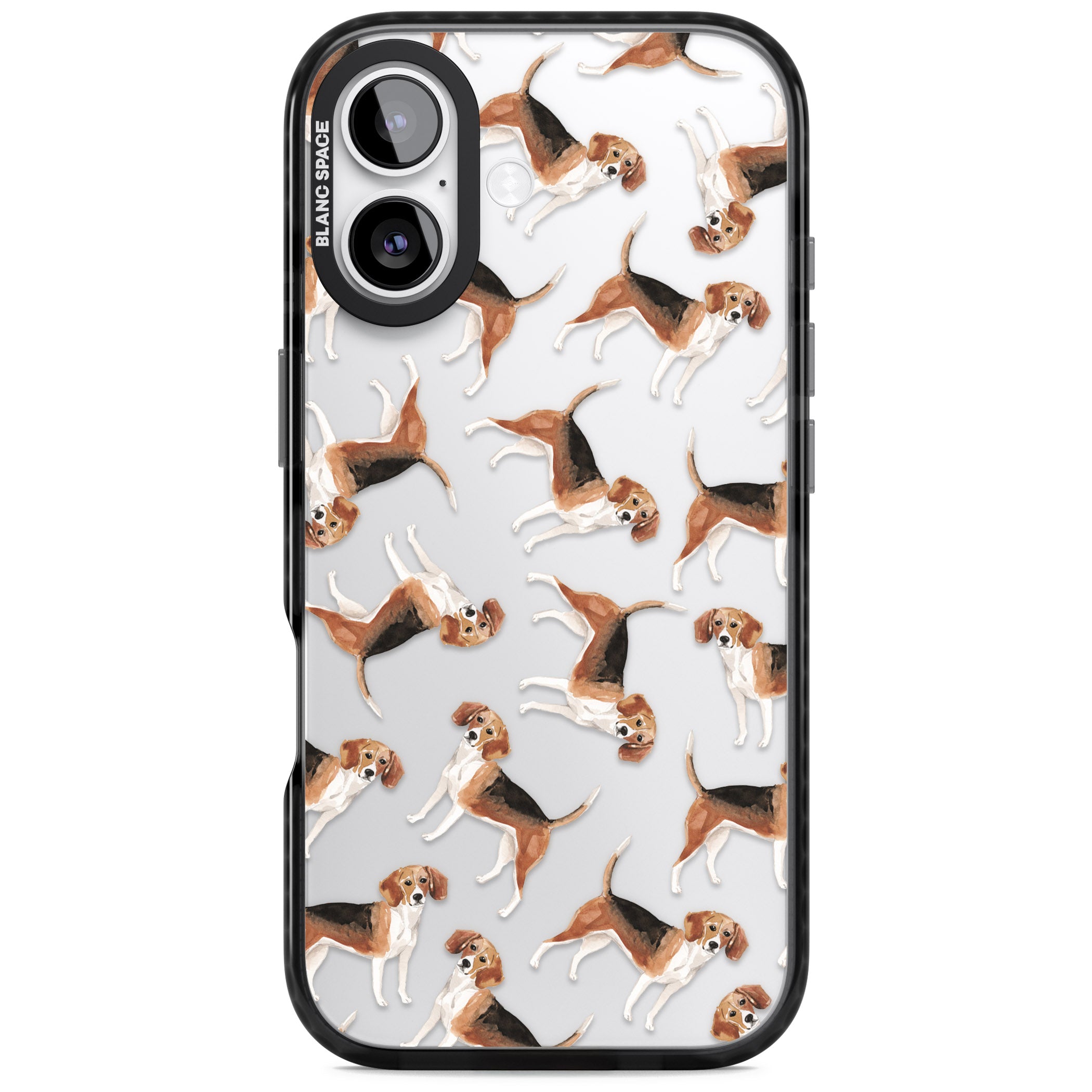 Beagle Watercolor Pattern iPhone 17 Impact Black Phone Case
