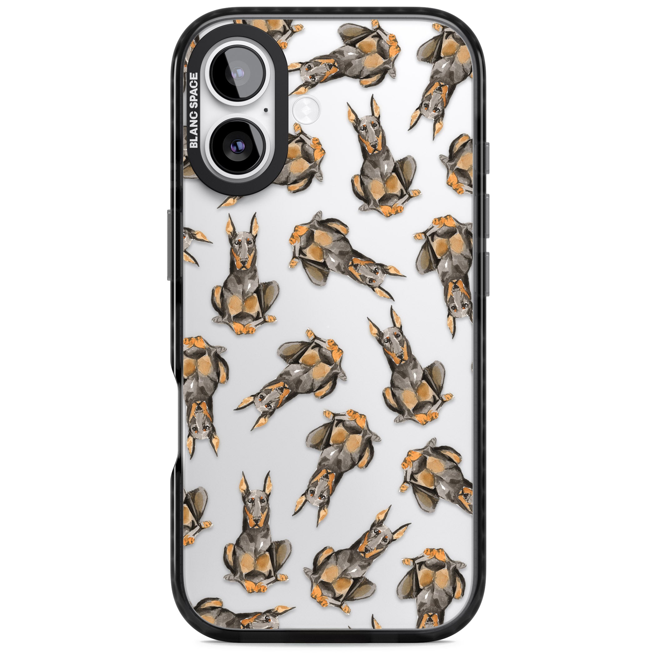 Doberman Watercolor Dog iPhone 17 Impact Black Phone Case