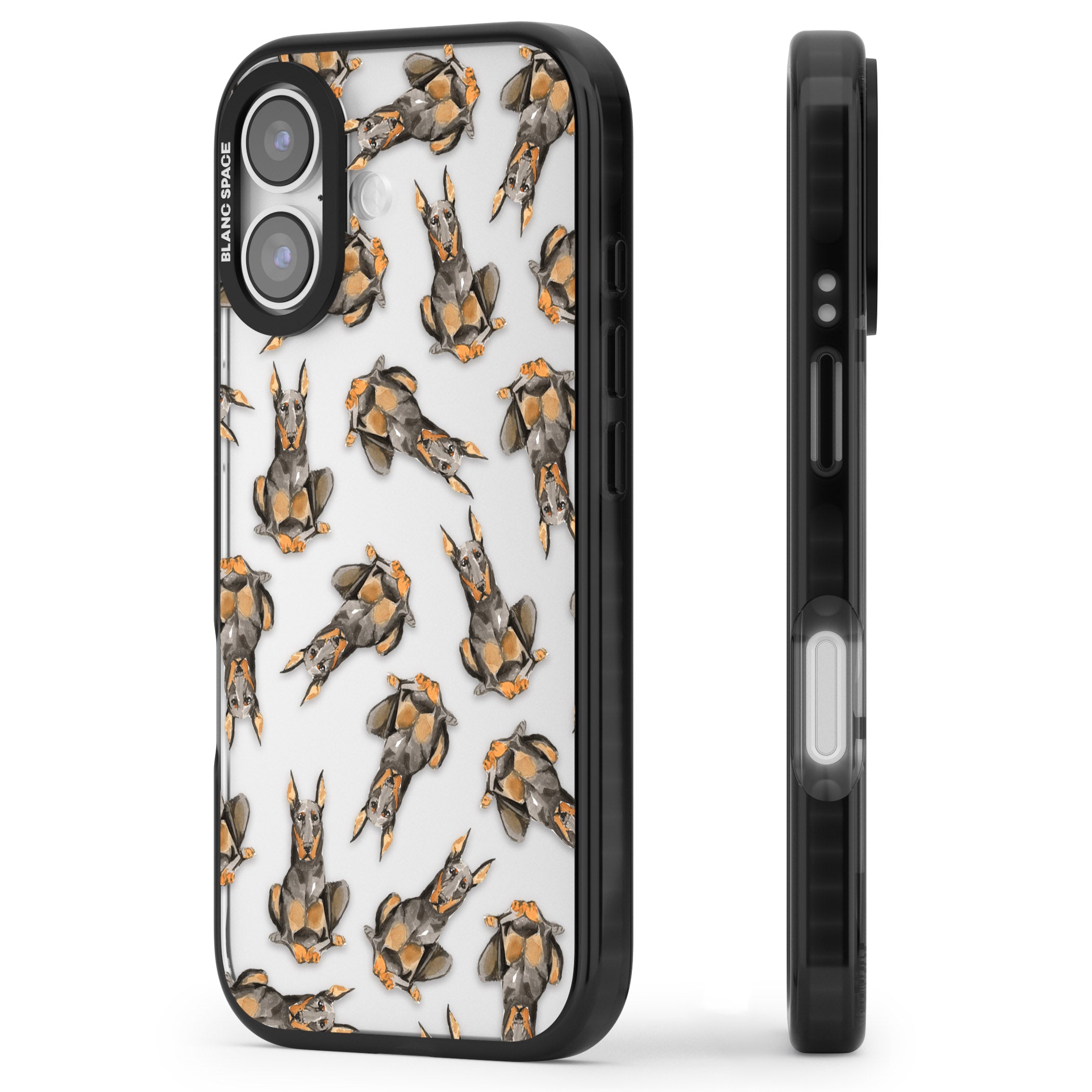 Doberman Watercolor Dog iPhone 17 Impact Black Phone Case Side Profile