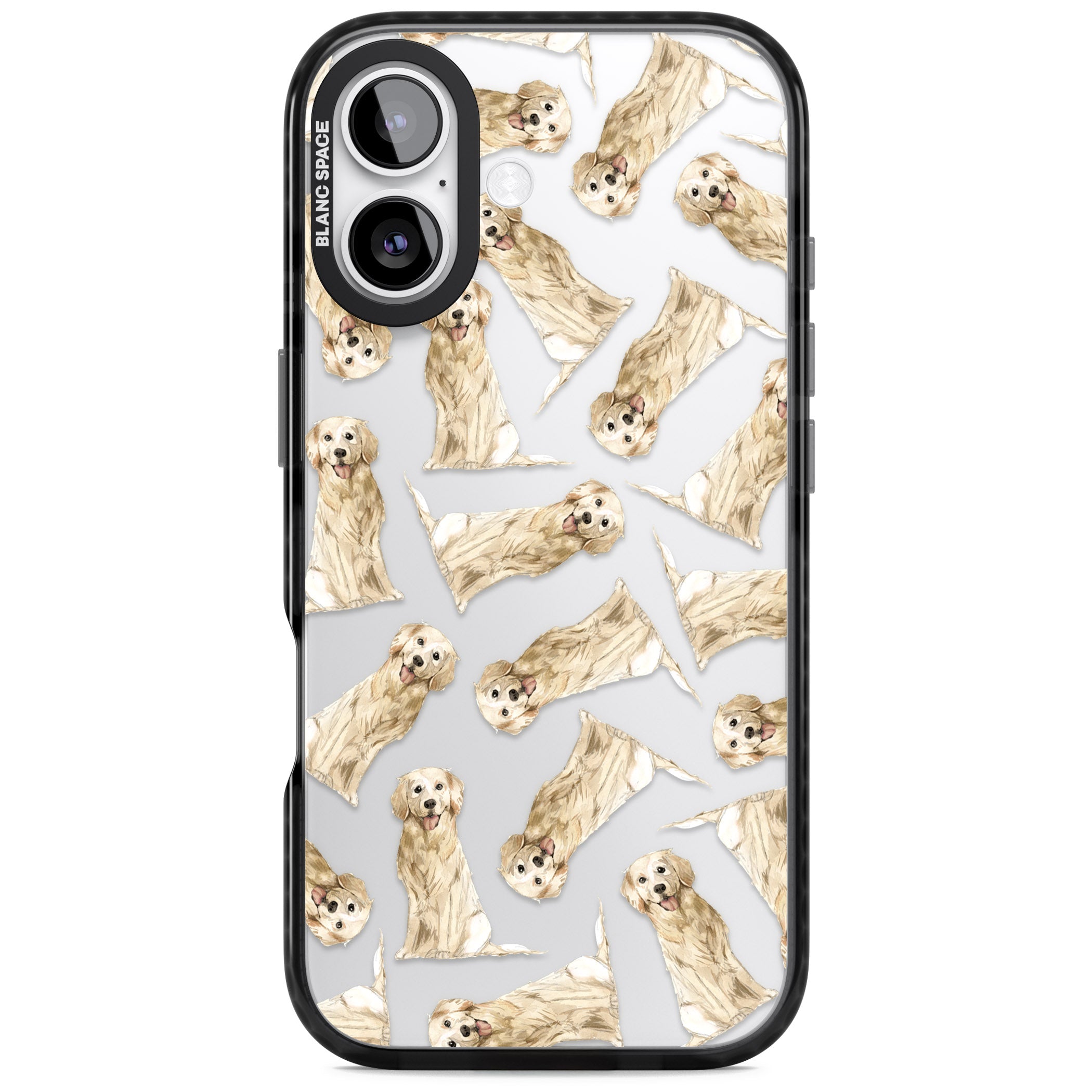 Golden Retriever Watercolor Pattern iPhone 17 Impact Black Phone Case