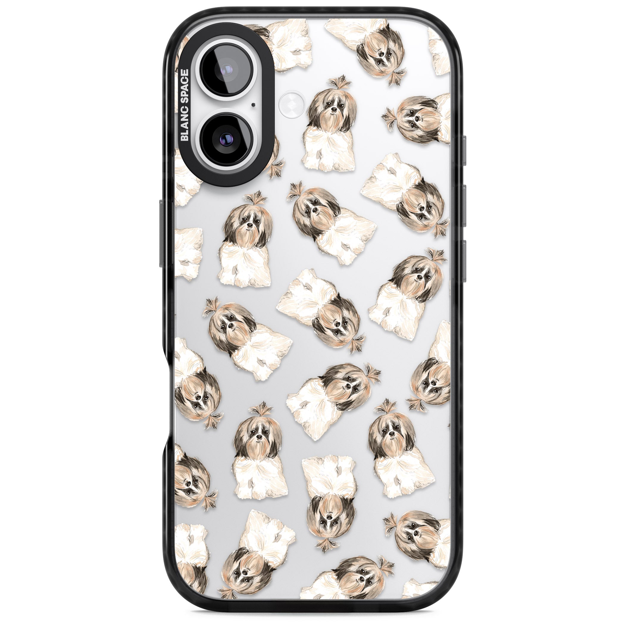Shih Tzu Pattern Long Hair iPhone 17 Impact Black Phone Case